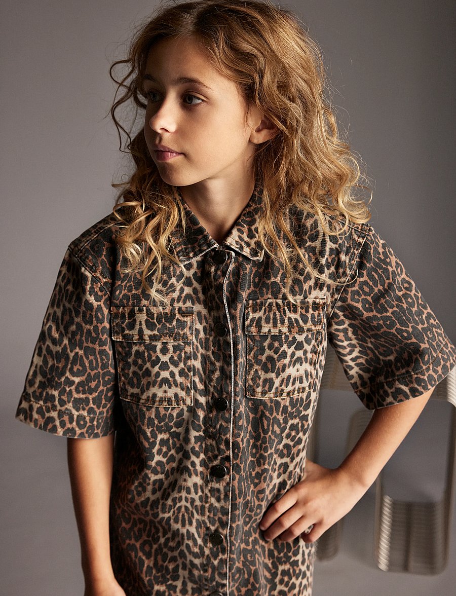 Creamie - Dress Leo - lyhythihaiset kauluspaidat - brown leo - 3