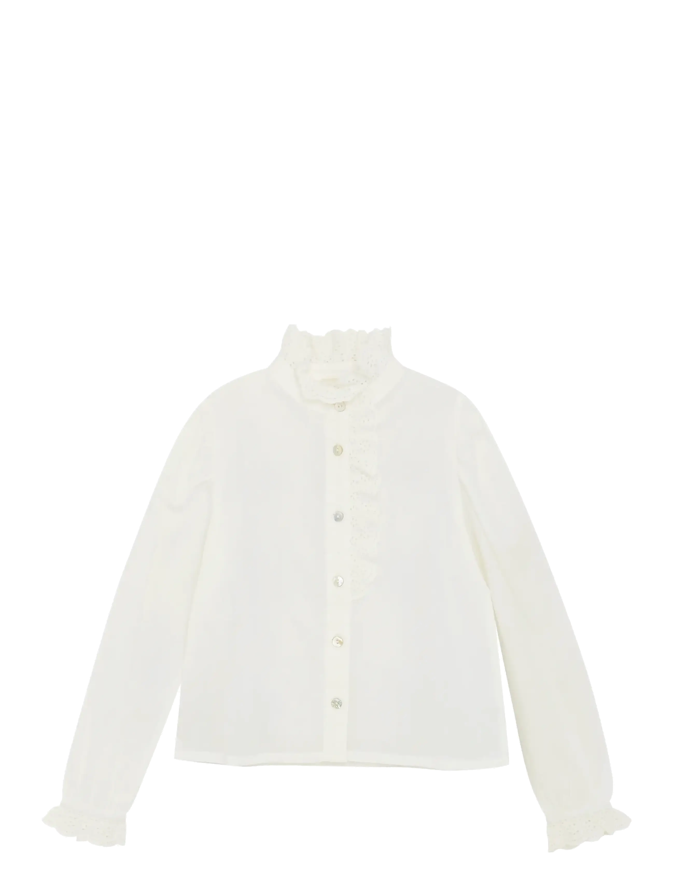 Creamie Blouse Woven, 140, White, Skjorter > Langærmede Shirts, Børn