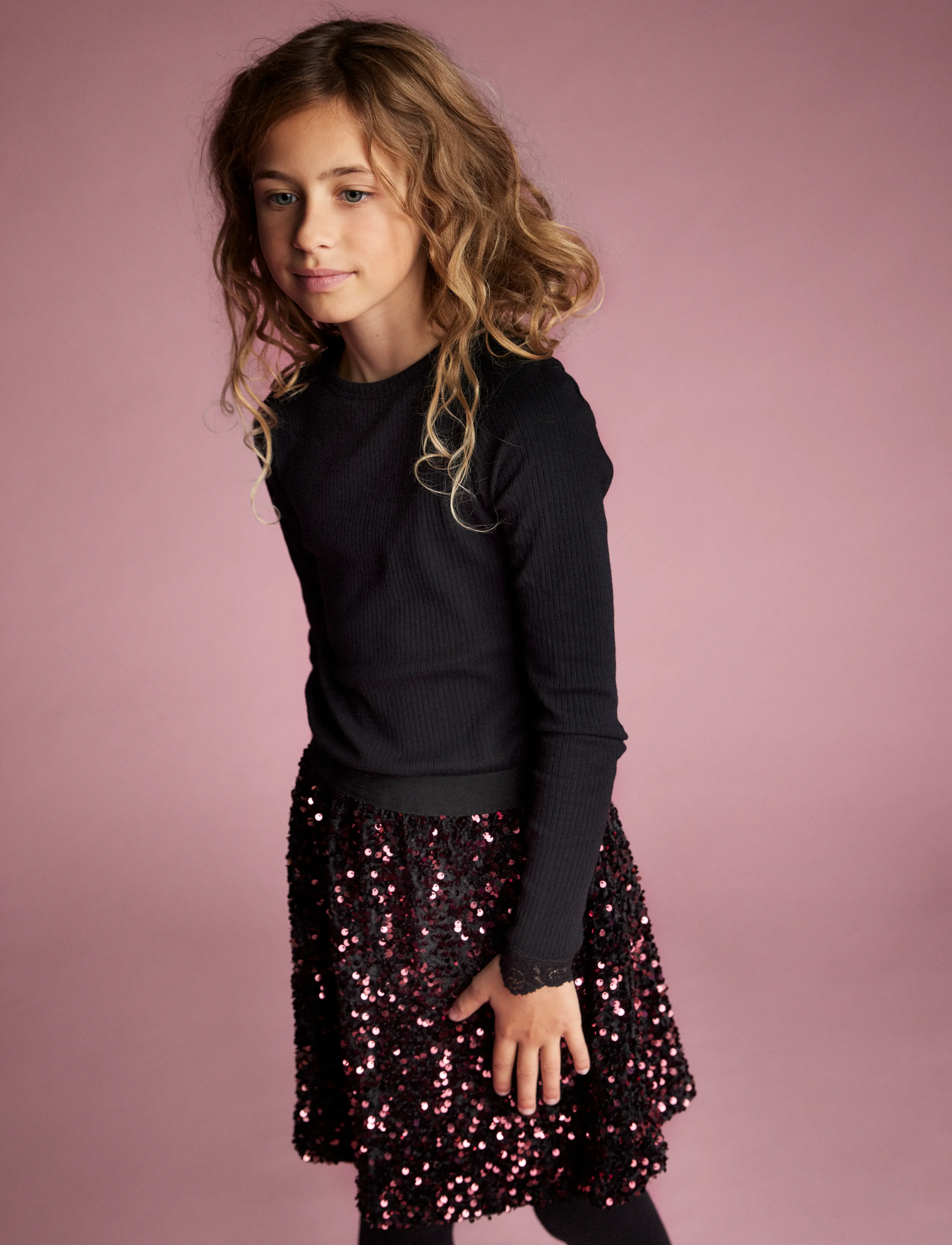 Creamie Skirt Velour Sequins, 104, Röcke, Rot - Short Kinder