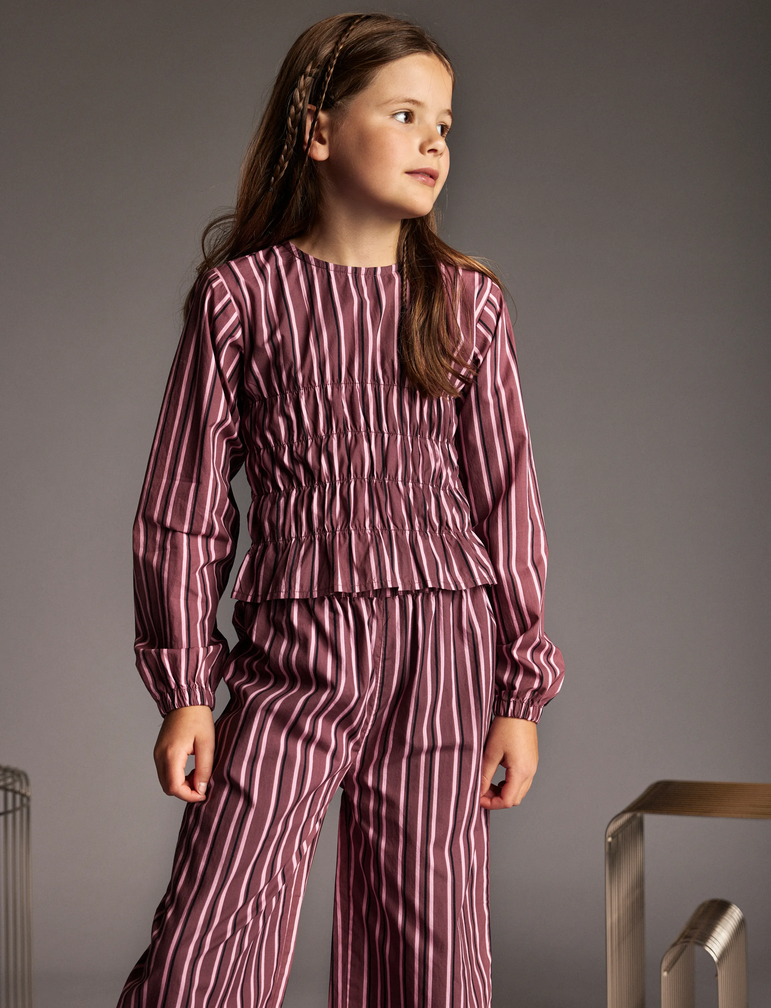 Creamie - Pants Woven Stripe - shop op leeftijd - crushed berry - 4