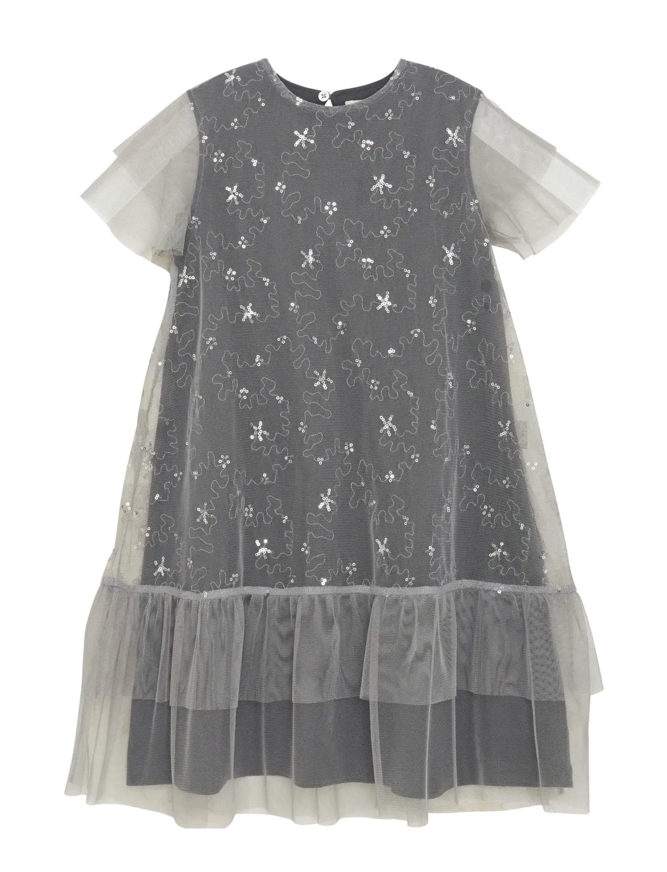CREAMIE Kleid Sequins Mesh Grau - 104 - Kinder