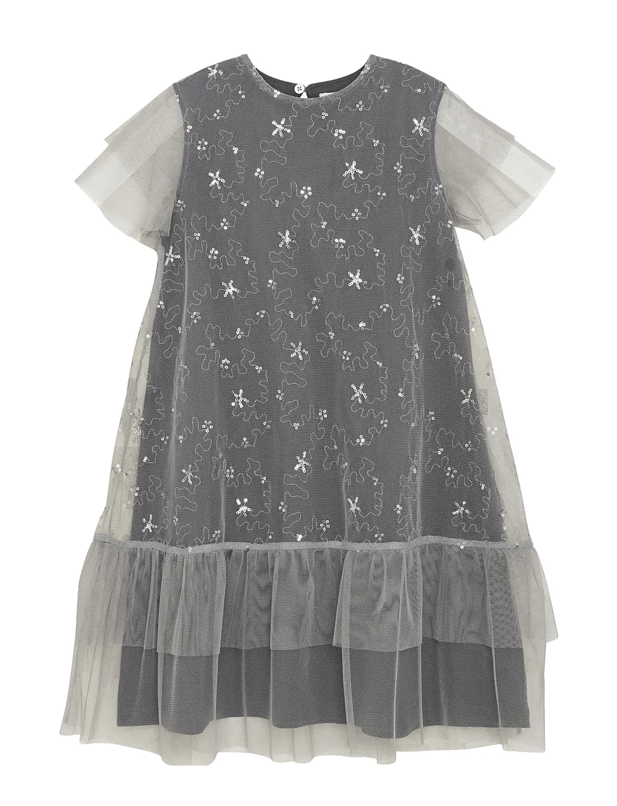 Creamie - Dress Sequins Mesh - lühikeste varrukatega vabaaja kleidid - wet weahter - 1