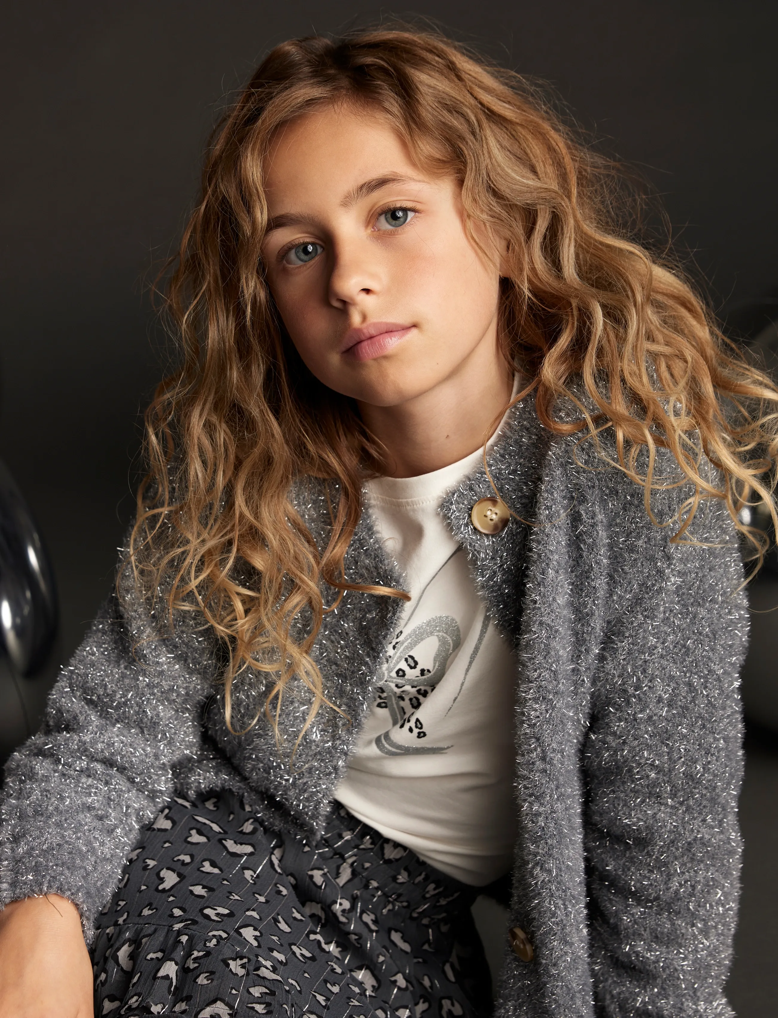 Creamie Cardigan Knit Glitter - Yläosat - IRON GATE / grey