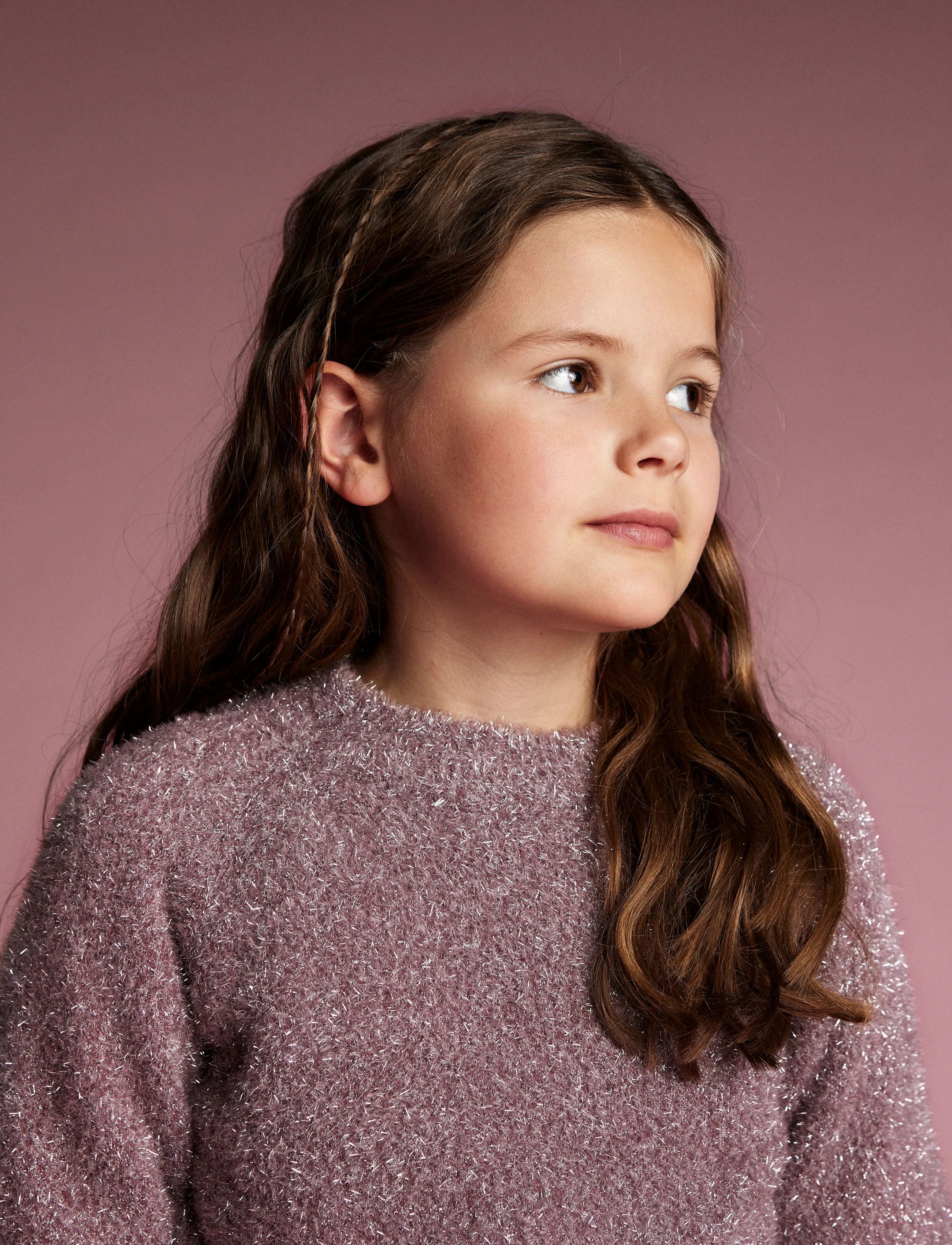 Creamie Pullover Knit Glitter, 110N, Knitwear, Rosa - Pullovers, Kinder