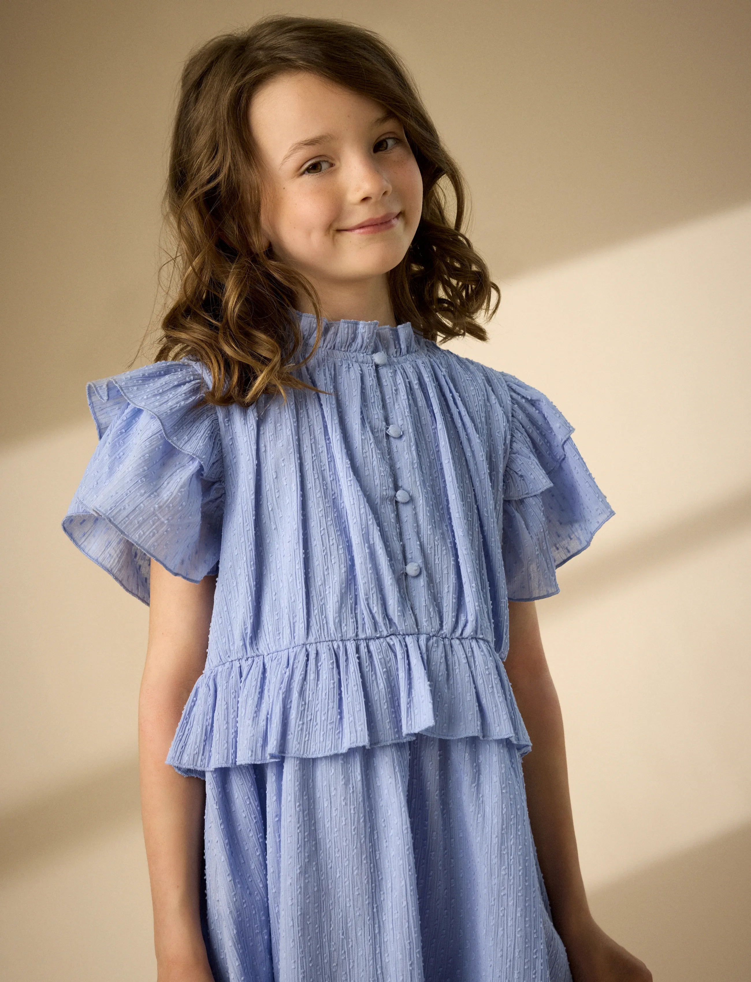 Creamie Dress Dobby, 98, Blue, Fritidskjoler > Kortærmede Fritidskjoler, Børn