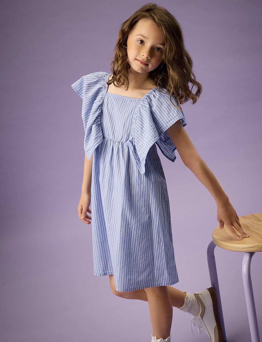 Creamie - Dress Woven Stripe - lühikeste varrukatega vabaaja kleidid - blue lustre - 0