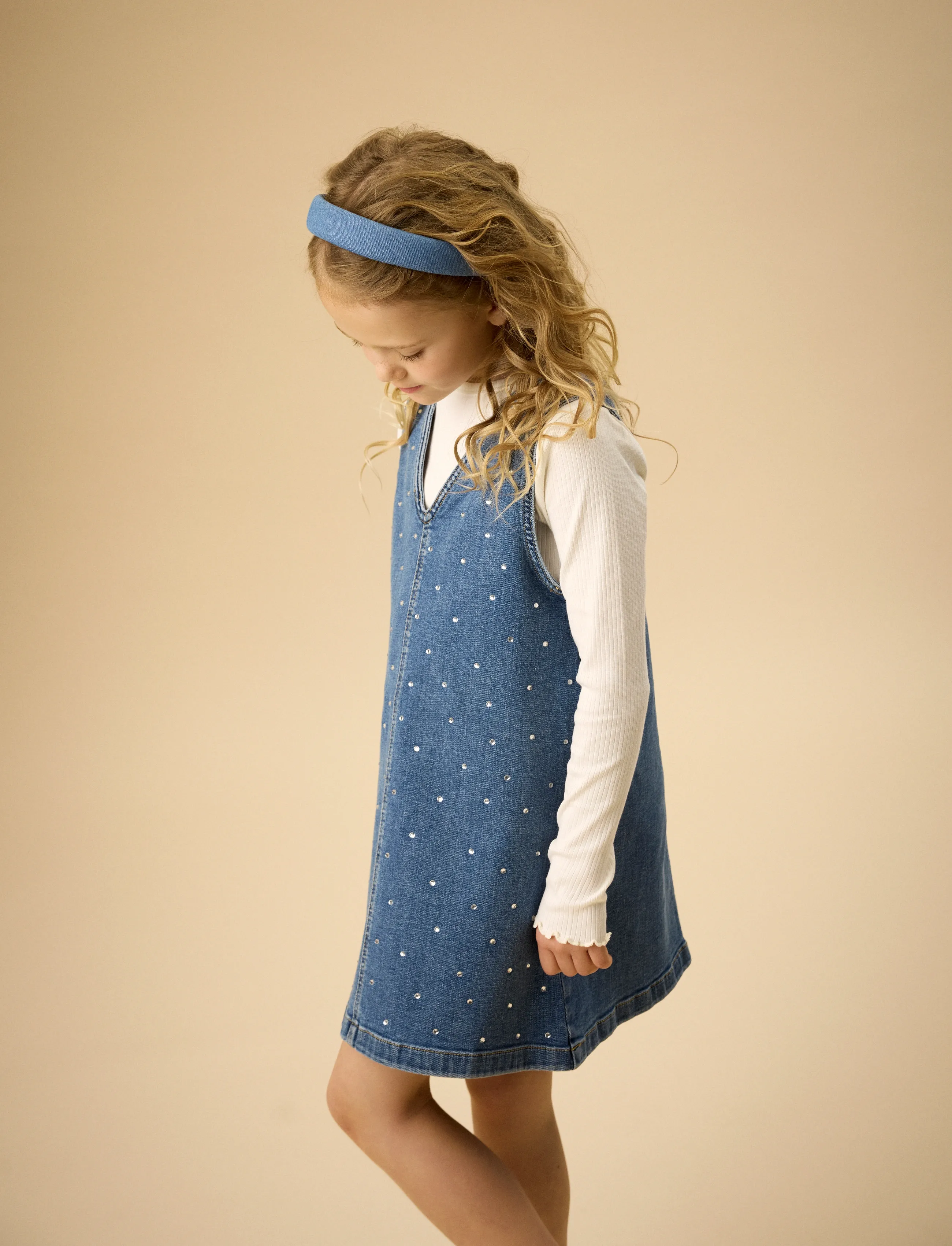 Creamie Spencer Denim Rhinestones - Varrukateta vabaaja kleidid - BLUE DENIM / blue