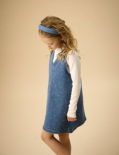 Creamie Spencer Denim Rhinestones - Sleeveless casual dresses - BLUE DENIM / blue