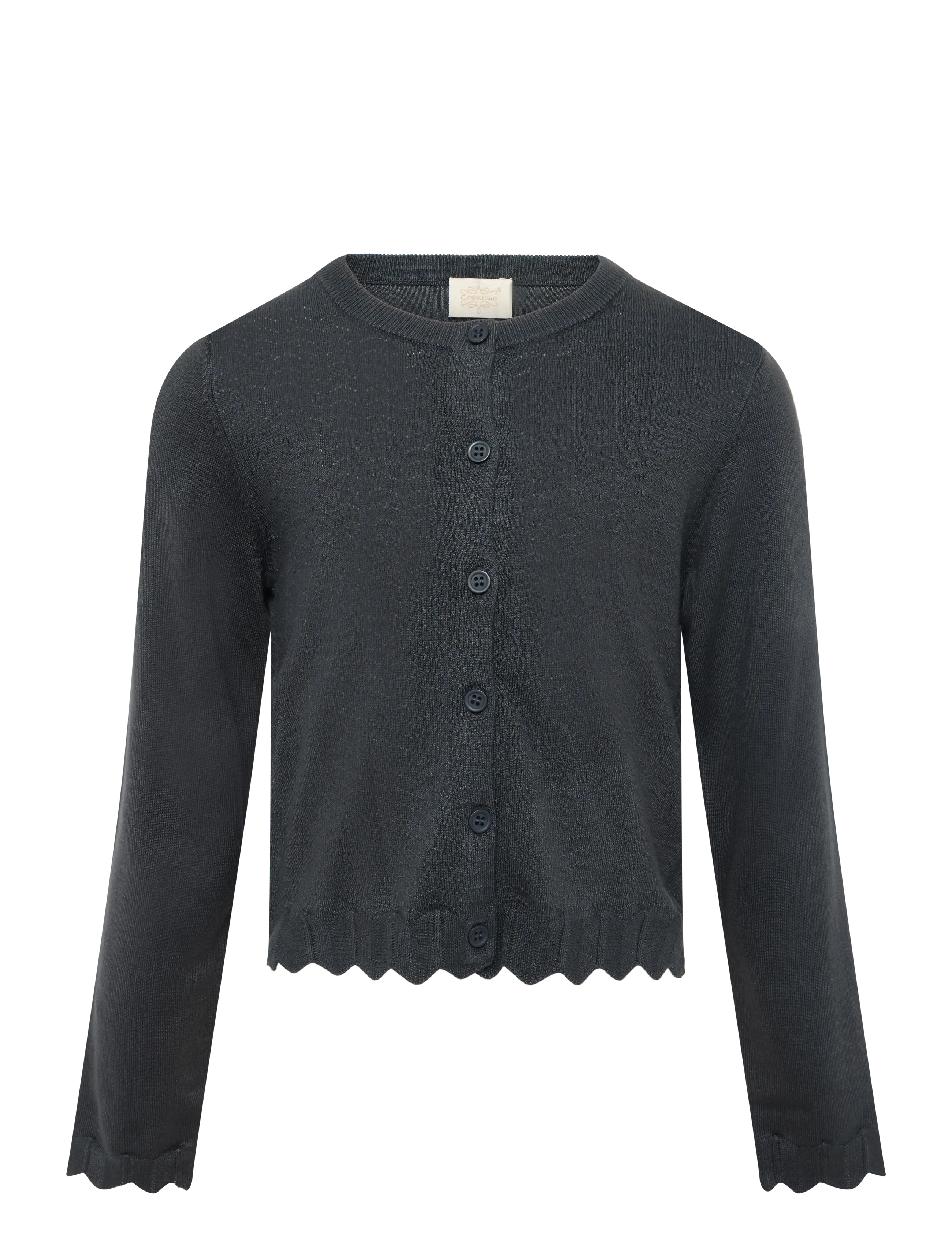 Creamie Cardigan Pointelle, 164, Grey, Strik > Cardigans, Børn