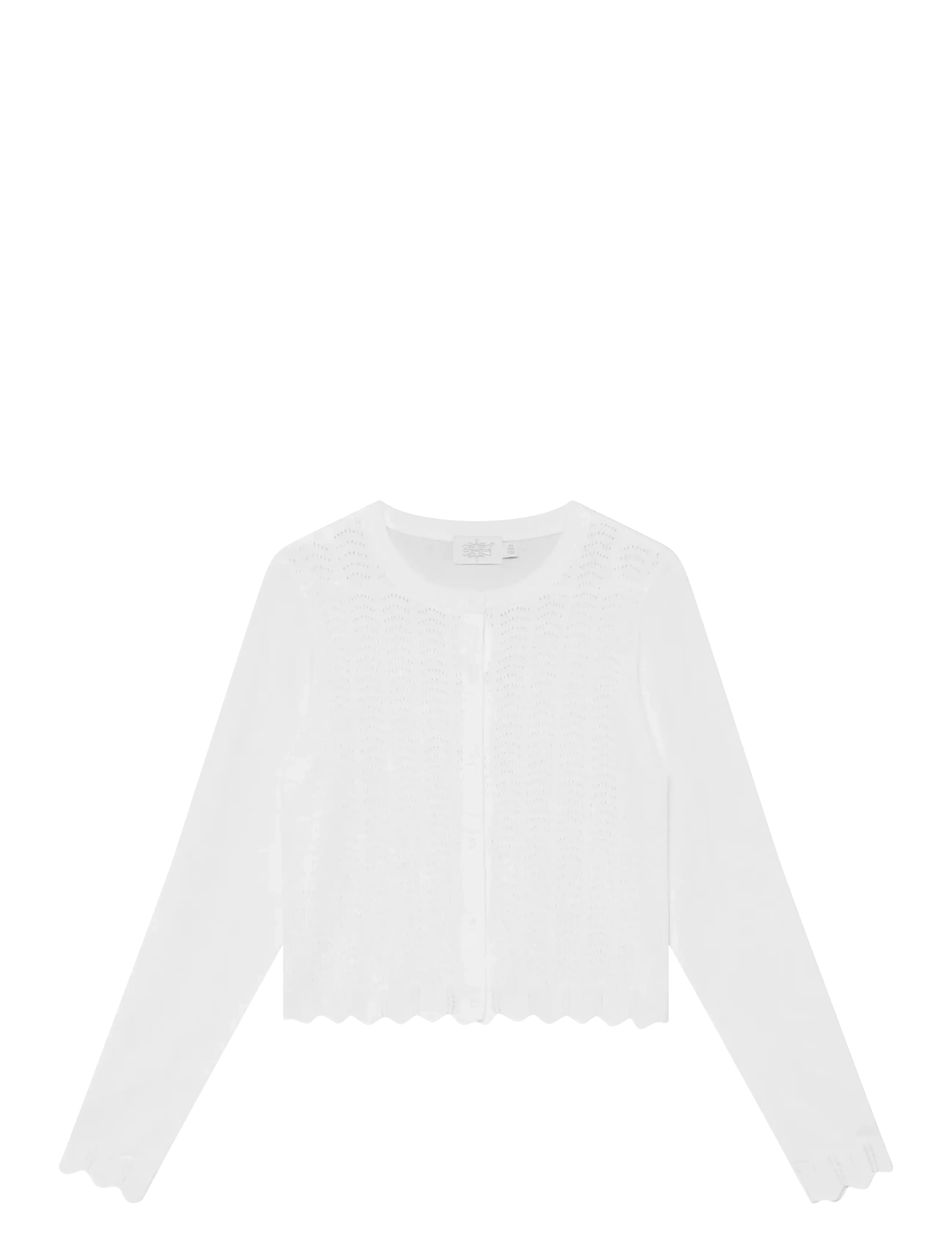 Creamie Cardigan Pointelle, 110, White, Strik > Cardigans, Børn