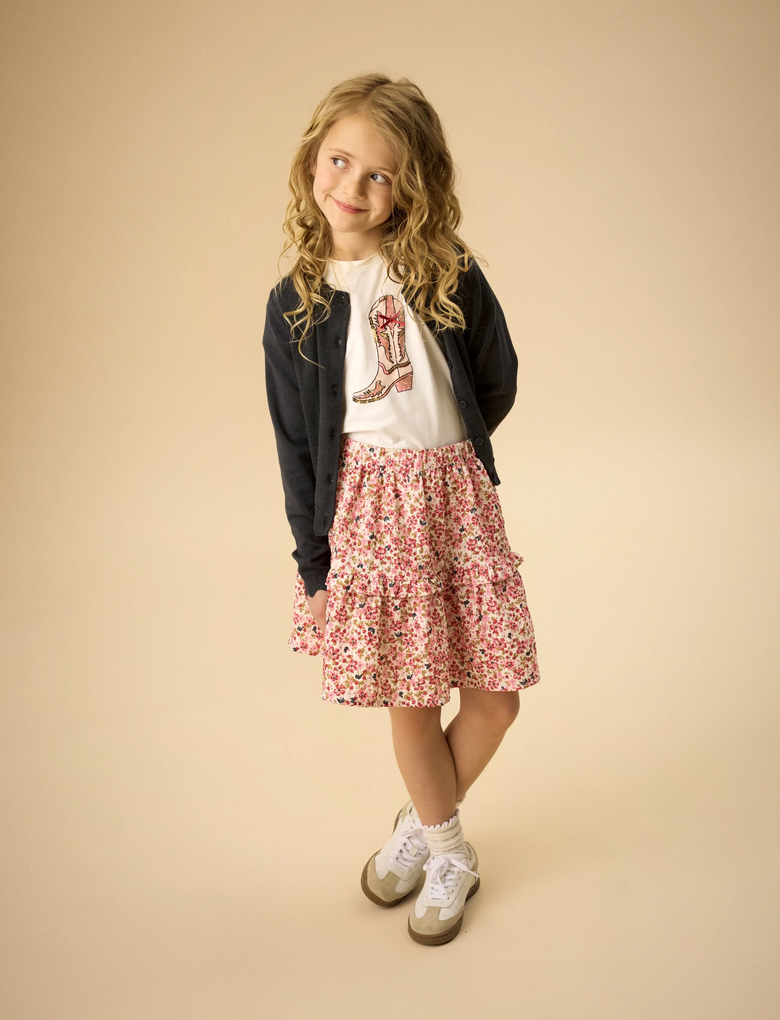 Creamie Skirt Structure, 128, Pink, Nederdele > Midi-Nederdele, Børn