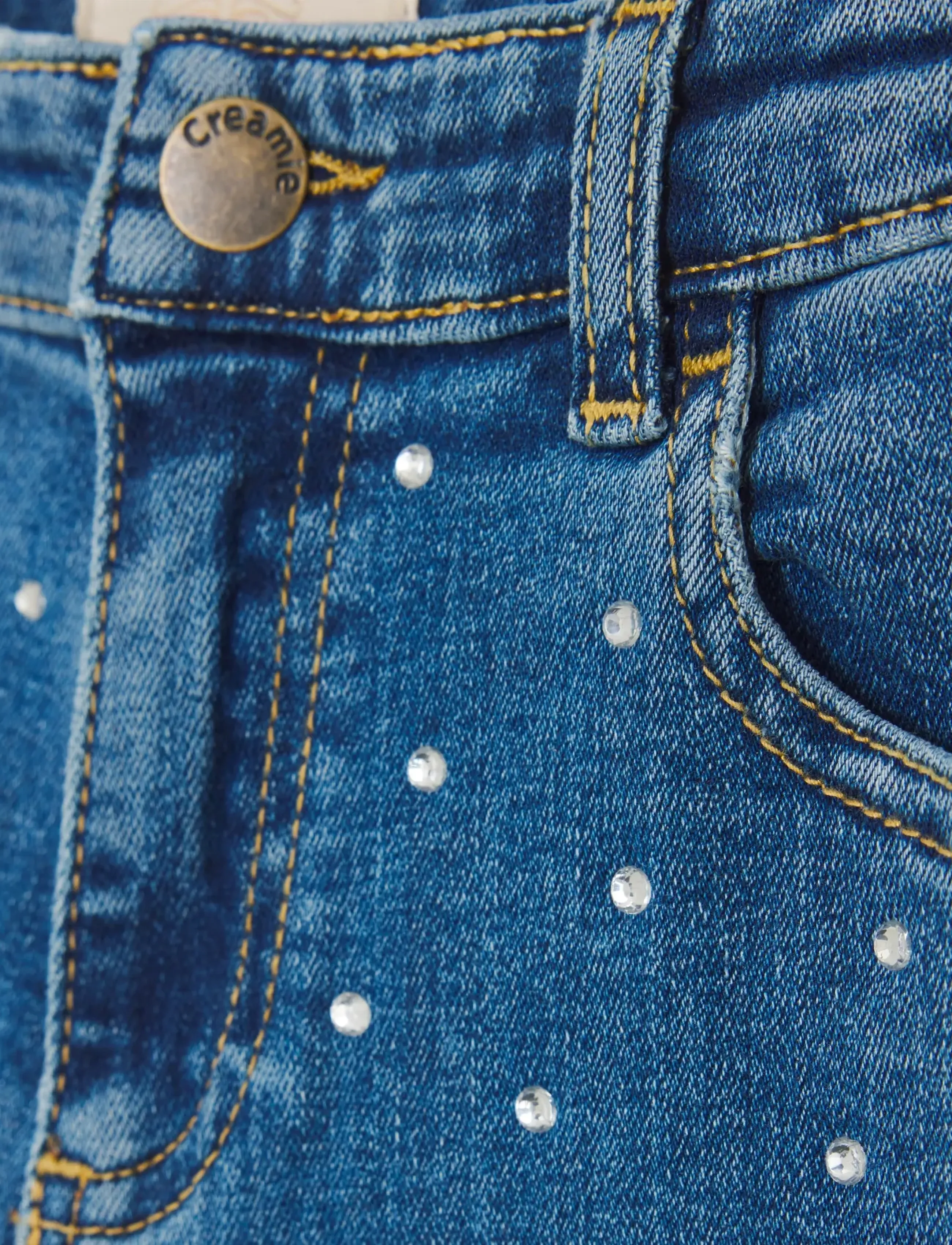 Creamie - Jeans Denim Rhinestones - suorat farkut - blue denim - 3