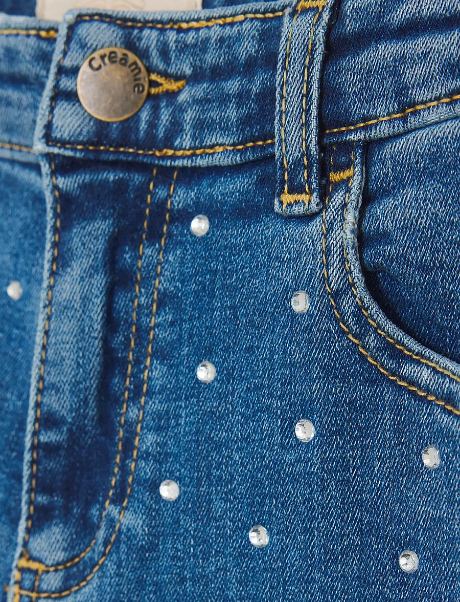 Creamie - Jeans Denim Rhinestones - suorat farkut - blue denim - 3