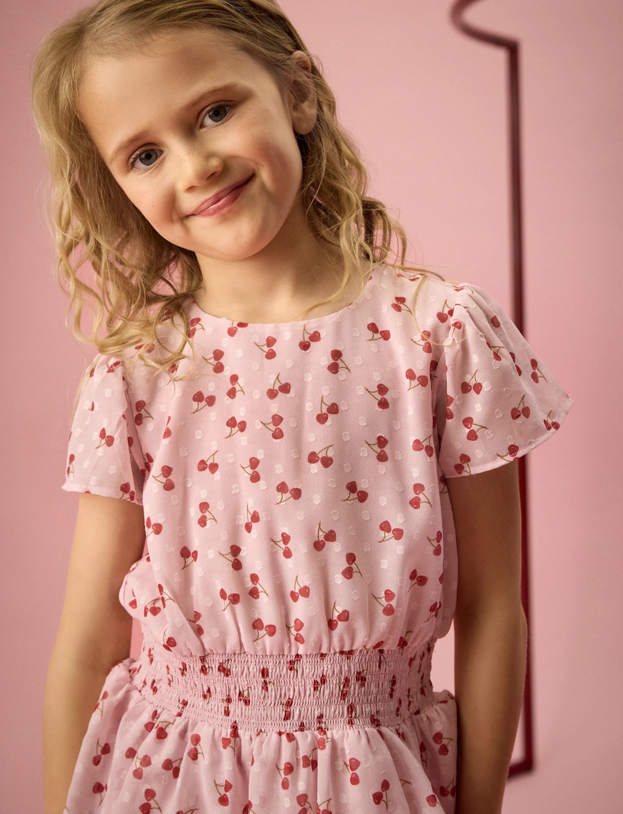 Creamie Dress Crepe Dobby - Kleider - ROSE PINK / pink/rose