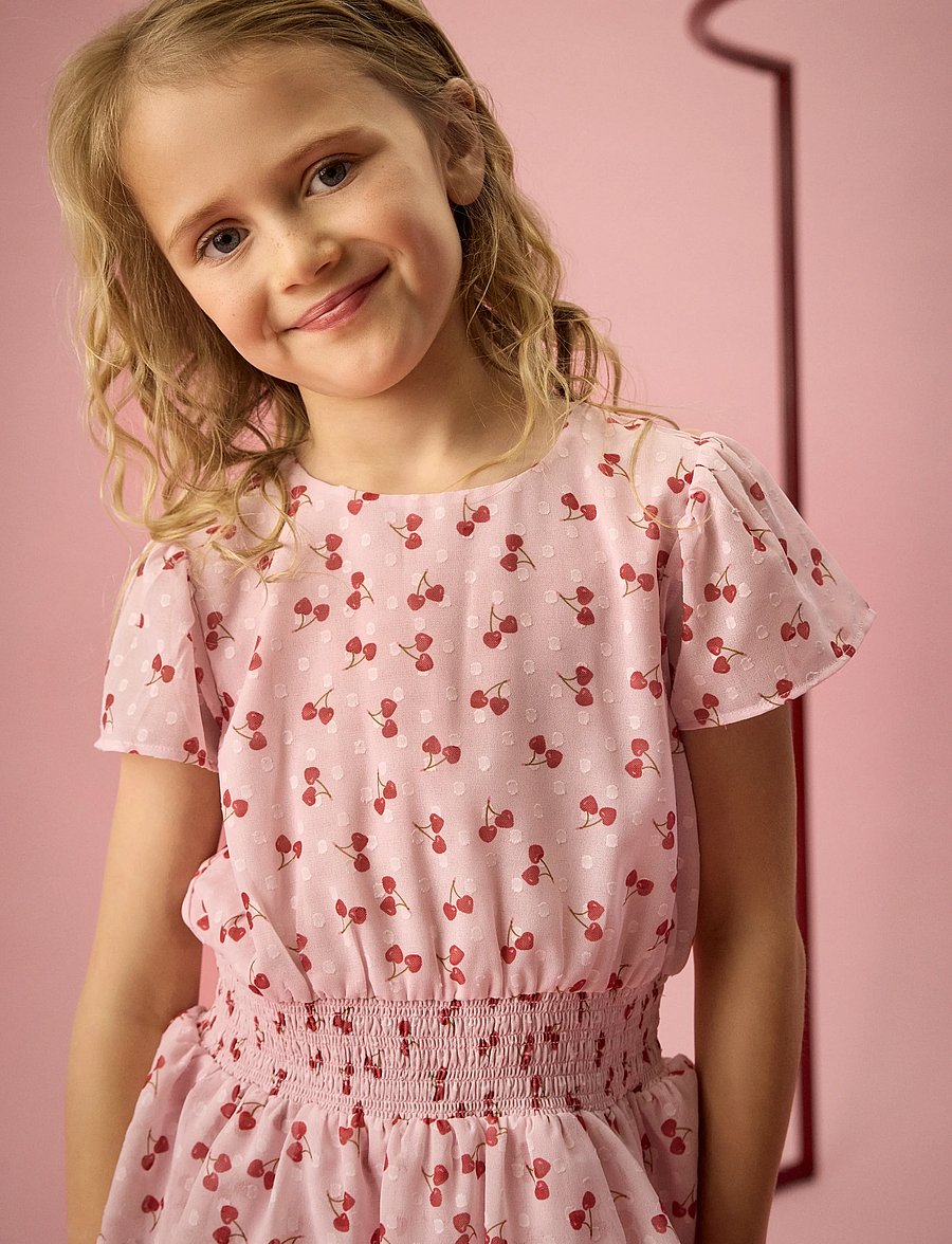 Creamie - Dress Crepe Dobby - kortærmede hverdagskjoler - rose pink - 0