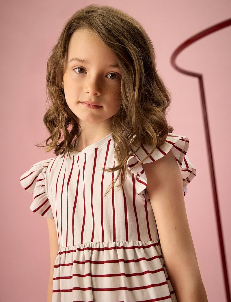 Creamie - Dress SS Stripe - lühikeste varrukatega vabaaja kleidid - chili red - 0