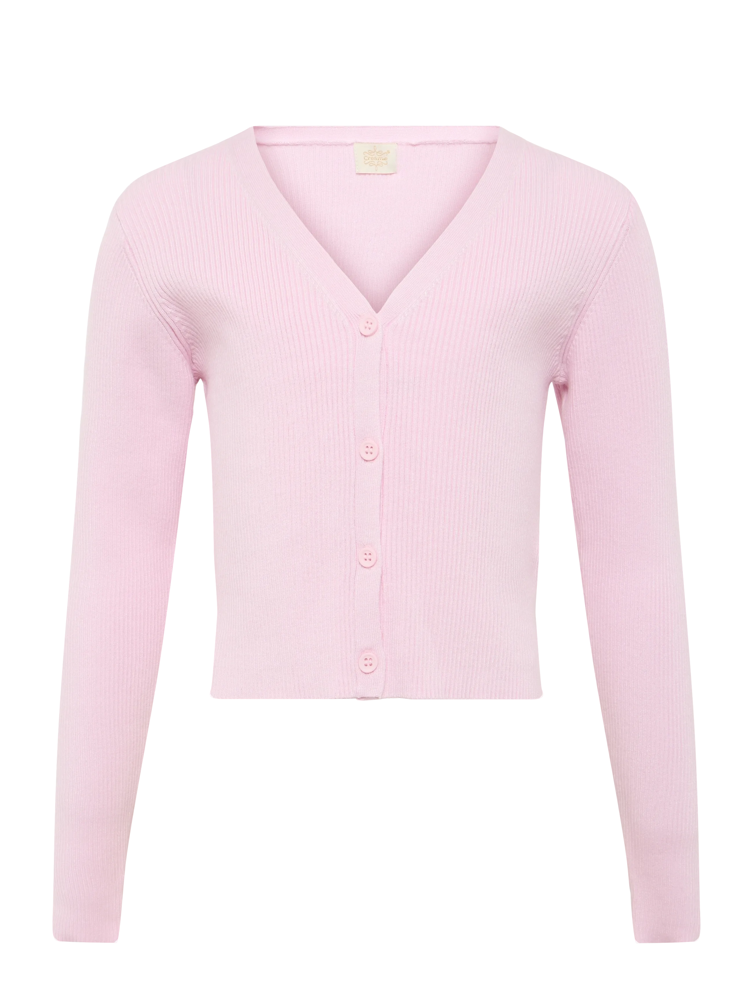 Creamie Cardigan Rib, 128, Pink, Strik > Cardigans, Børn