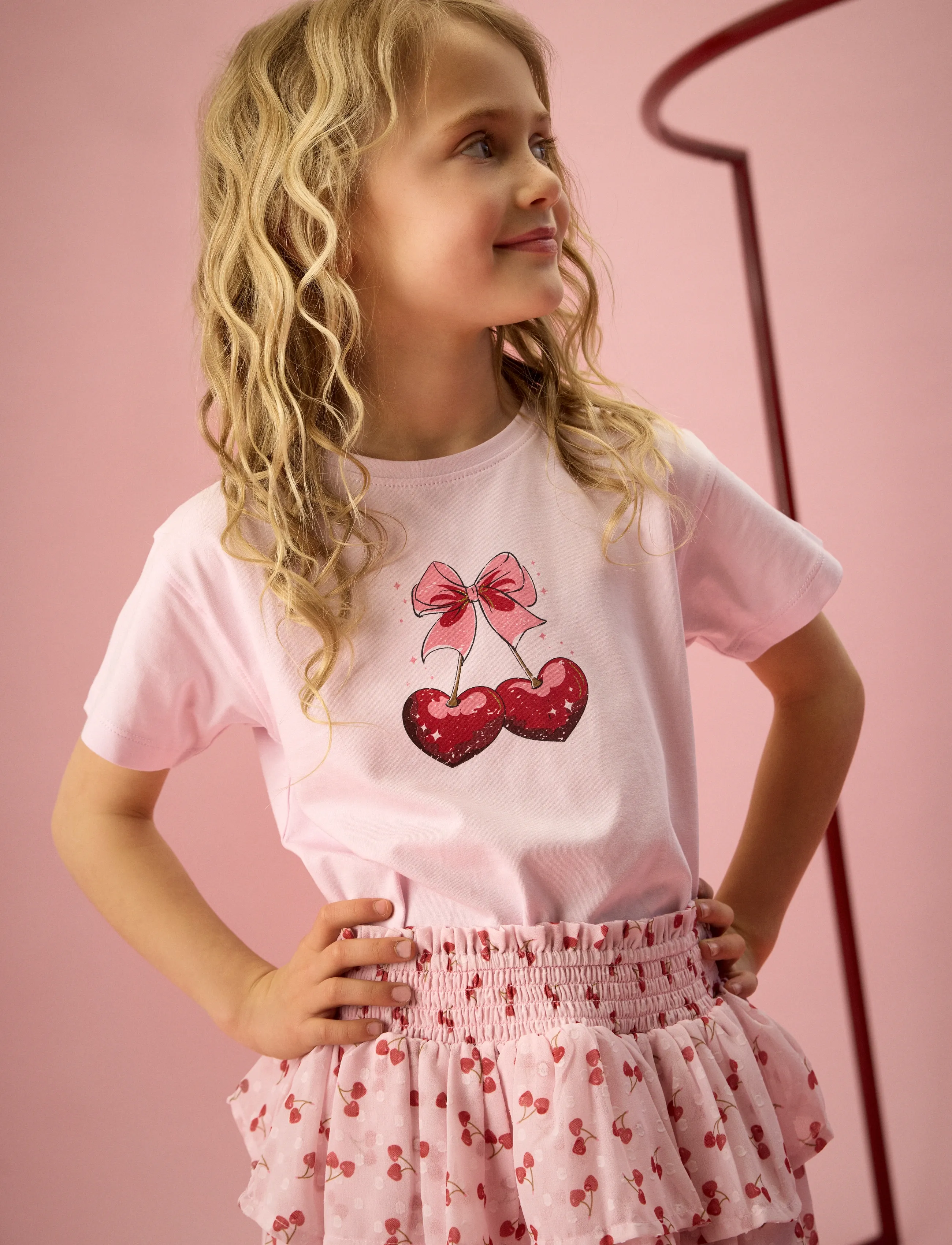 Creamie Skirt Crepe Dobby, 140, Pink, Nederdele > Midi-Nederdele, Børn