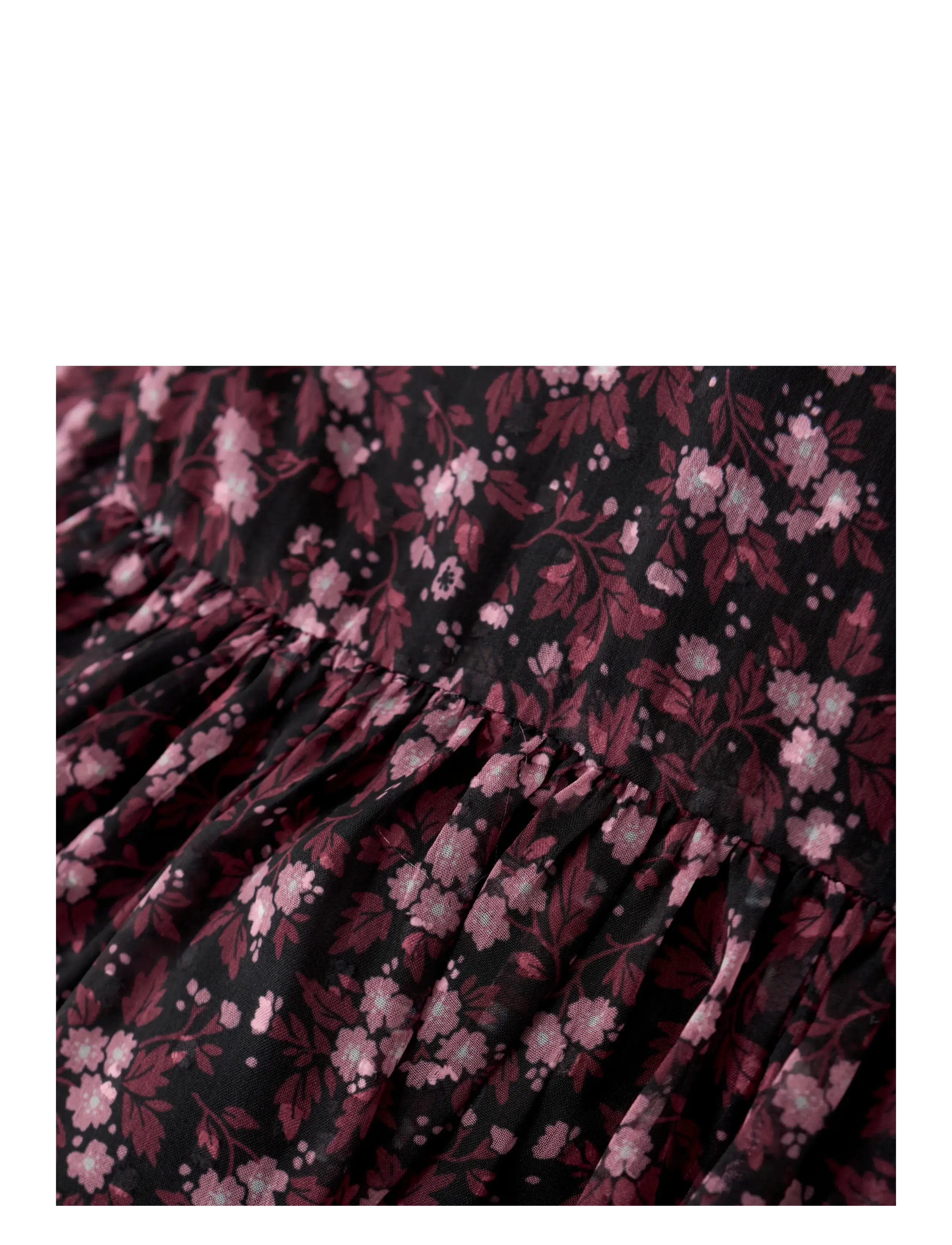 Creamie - Dress Flower Dobby - langerma hversdagskjólar - black - 2