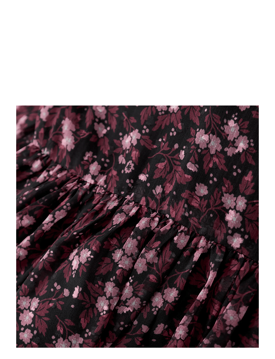 Creamie - Dress Flower Dobby - langerma hversdagskjólar - black - 2
