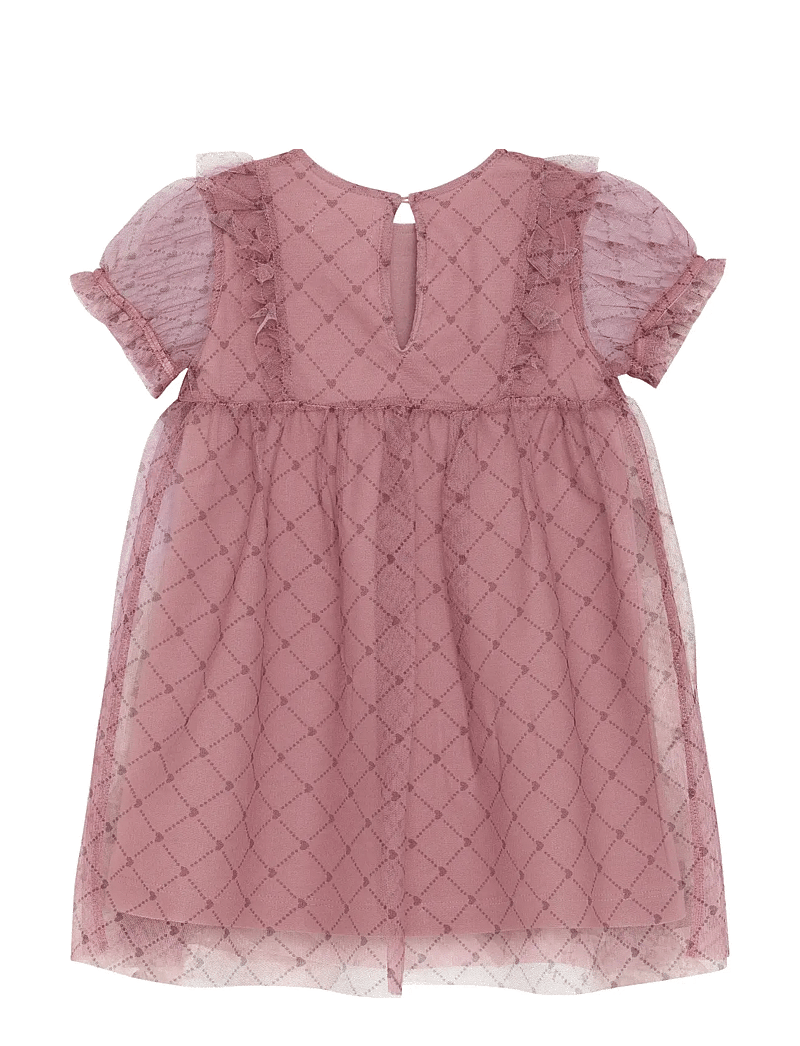 Creamie - Dress Heart Mesh - kurzärmelige freizeitkleider - woodrose - 1