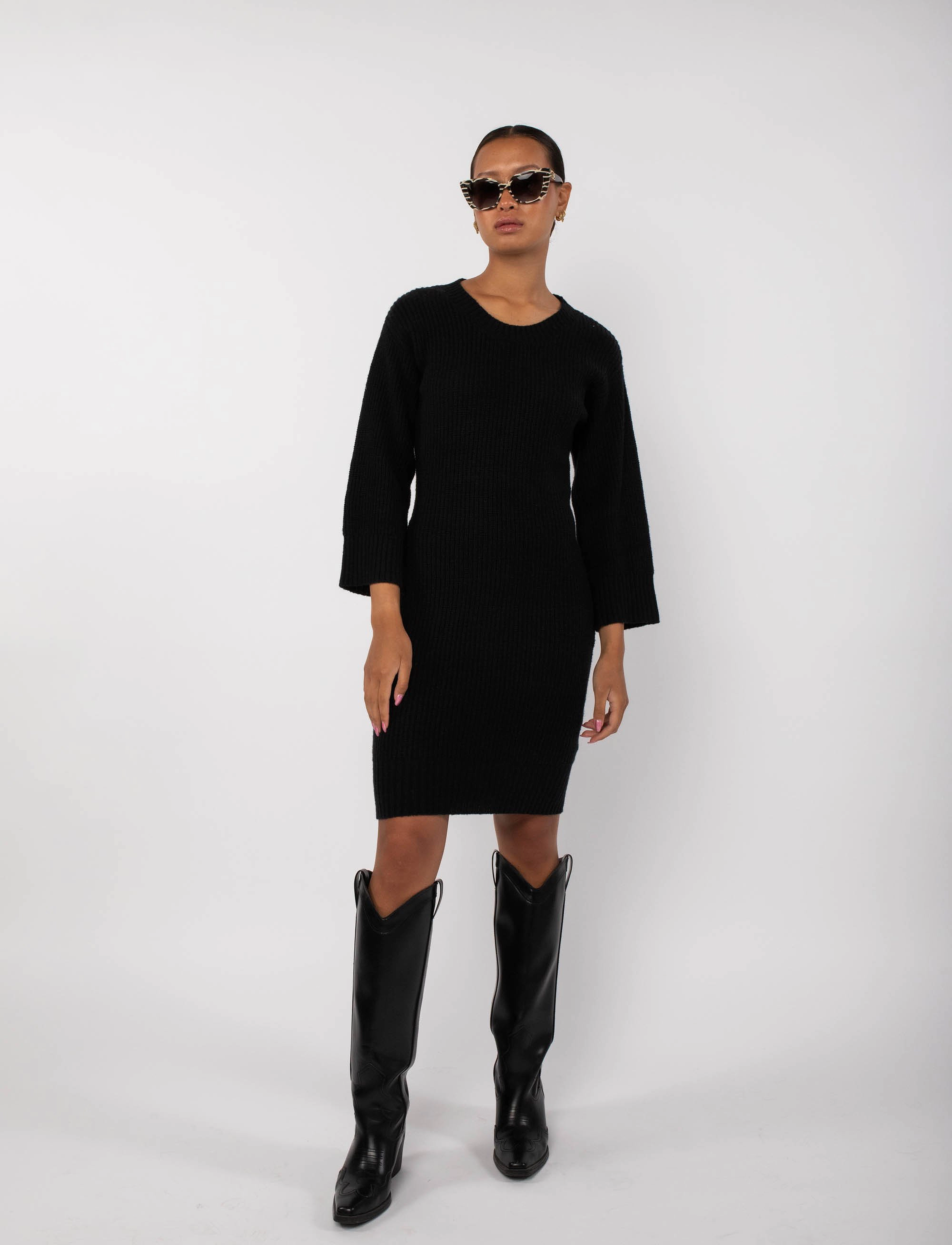 Creative Collective Evelyn Knit Dress - Kjoler - BLACK / black