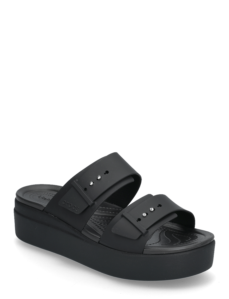 Crocs - Brooklyn Buckle LowWdg - platta sandaler - black - 0