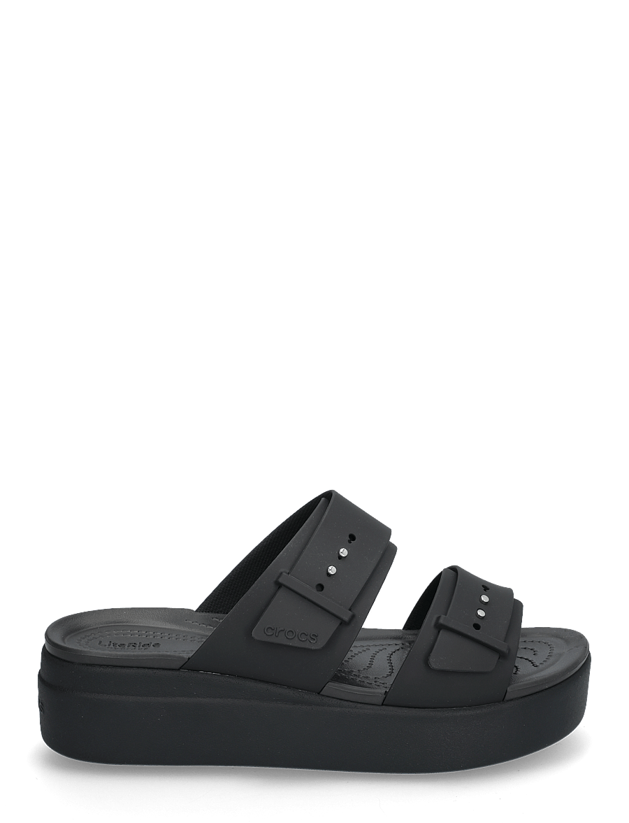 Crocs - Brooklyn Buckle LowWdg - platta sandaler - black - 1
