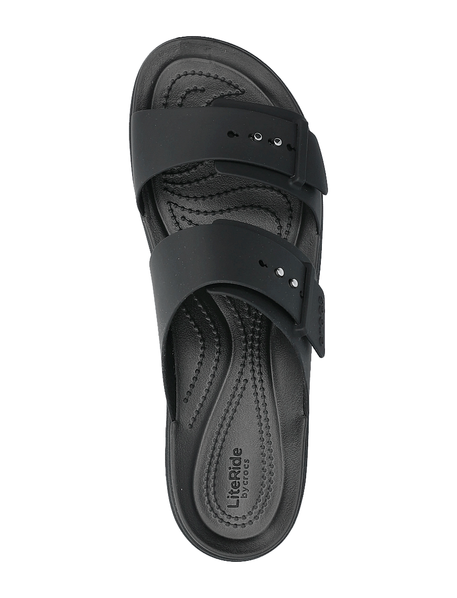 Crocs - Brooklyn Buckle LowWdg - platta sandaler - black - 3