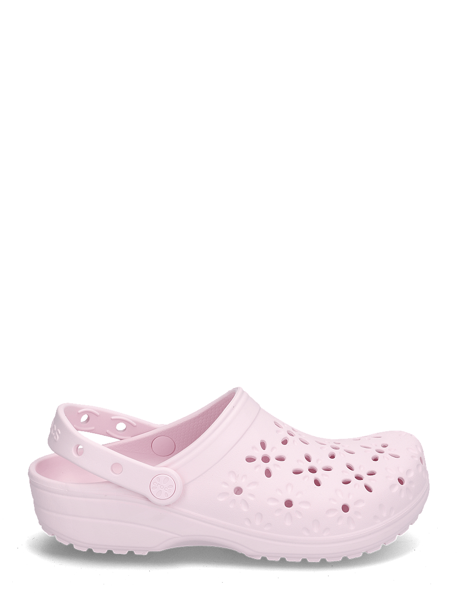 Crocs - Classic Floral Cut Out Clog - kontsata muula-stiilid jalanõud - pink milk - 1