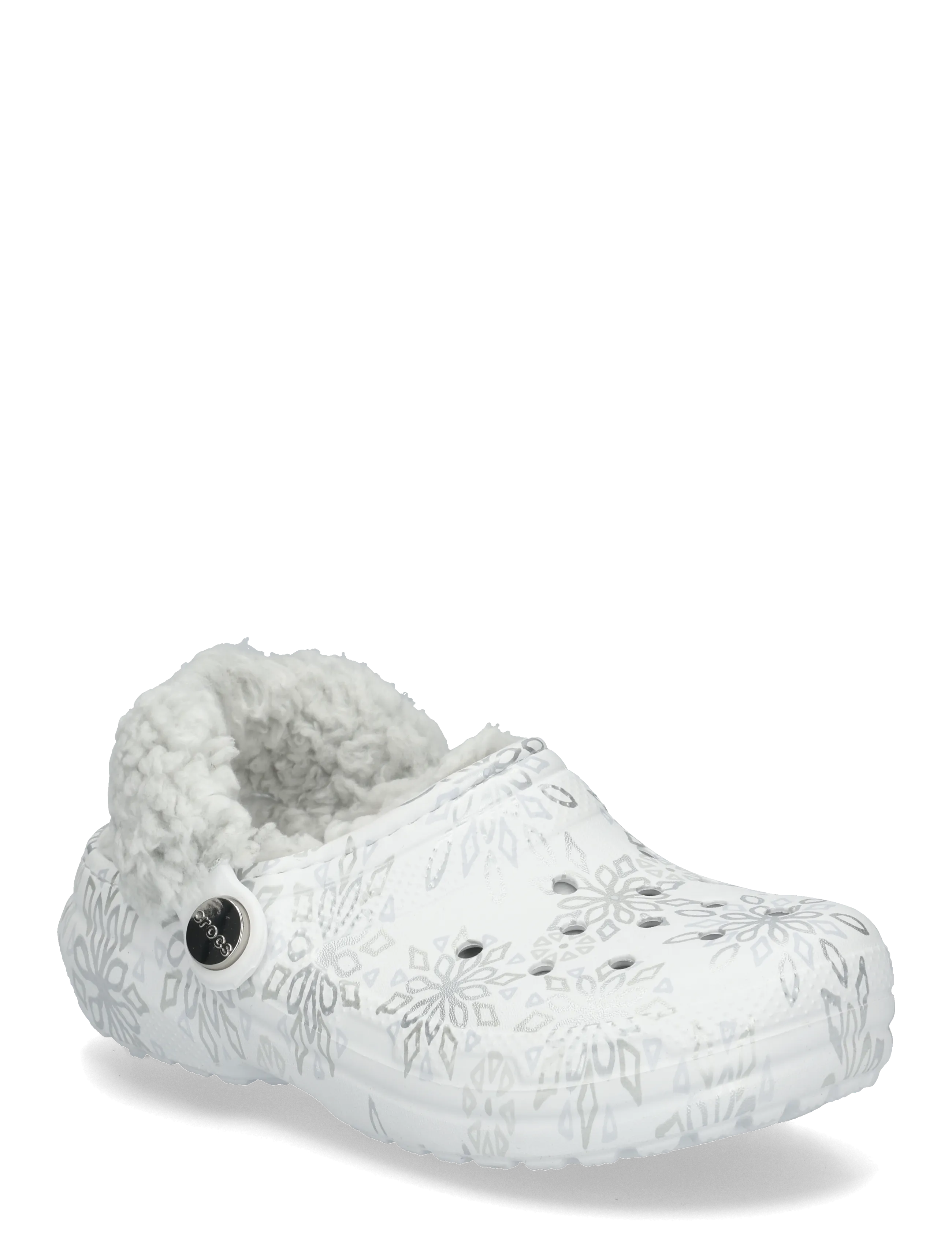 Crocs Clmetallicsnowflakesflcelndcgk, Kinder, Fleece Gefütterter Schneeflocken Clog, Weiß, Gr.34/35