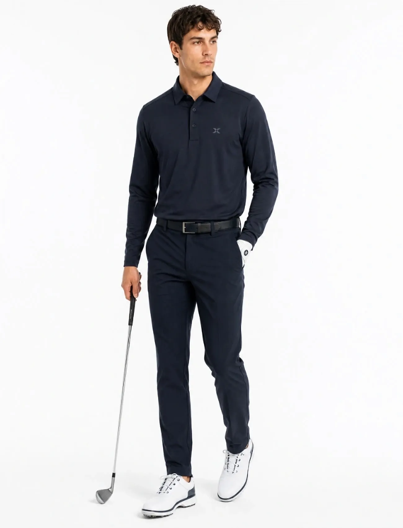 Cross Sportswear M Nick Poloshirt, L, Navy, Sport Polos > Sport Long-sleeved Polos, Herre