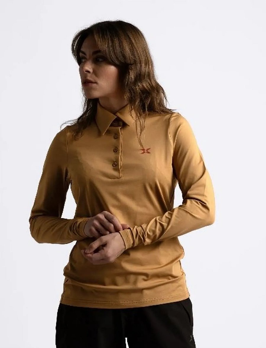 Cross Sportswear - W NIKKI POLOSHIRT - toppe & t-shirts - gold - 3