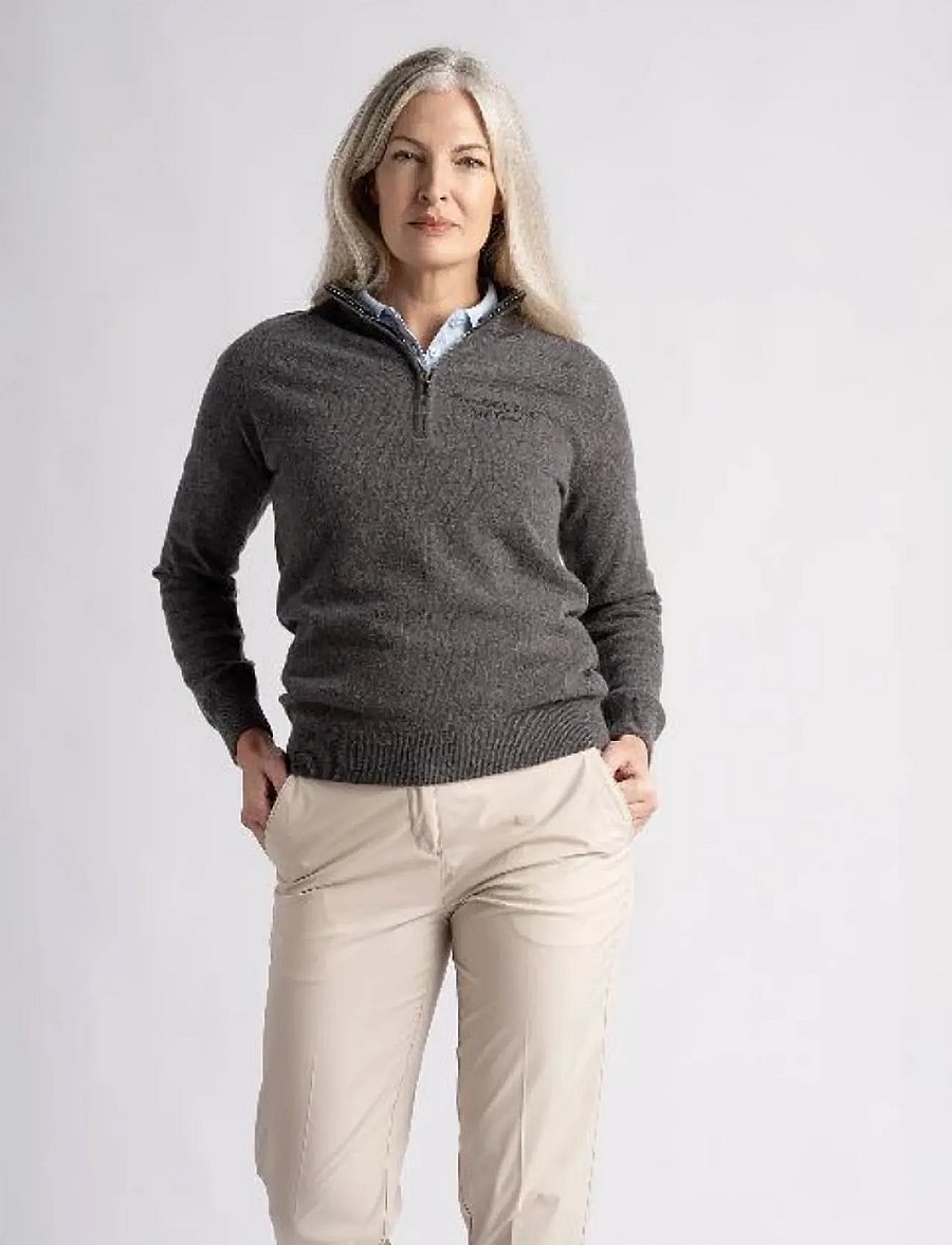 Cross Sportswear - W GRETA IGY2 1/2 ZIP - dressipluusid ja pusad - deep grey melange - 0