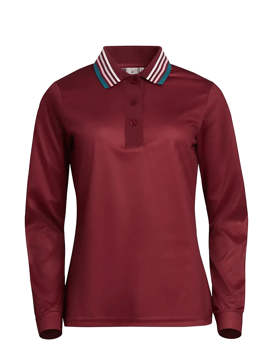 Cross Sportswear - W STRIPE POLO LS - alussärgid ja t-särgid - burgundy - 1