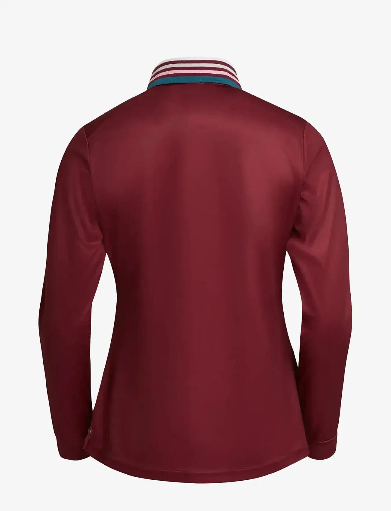 Cross Sportswear - W STRIPE POLO LS - toppe & t-shirts - burgundy - 2