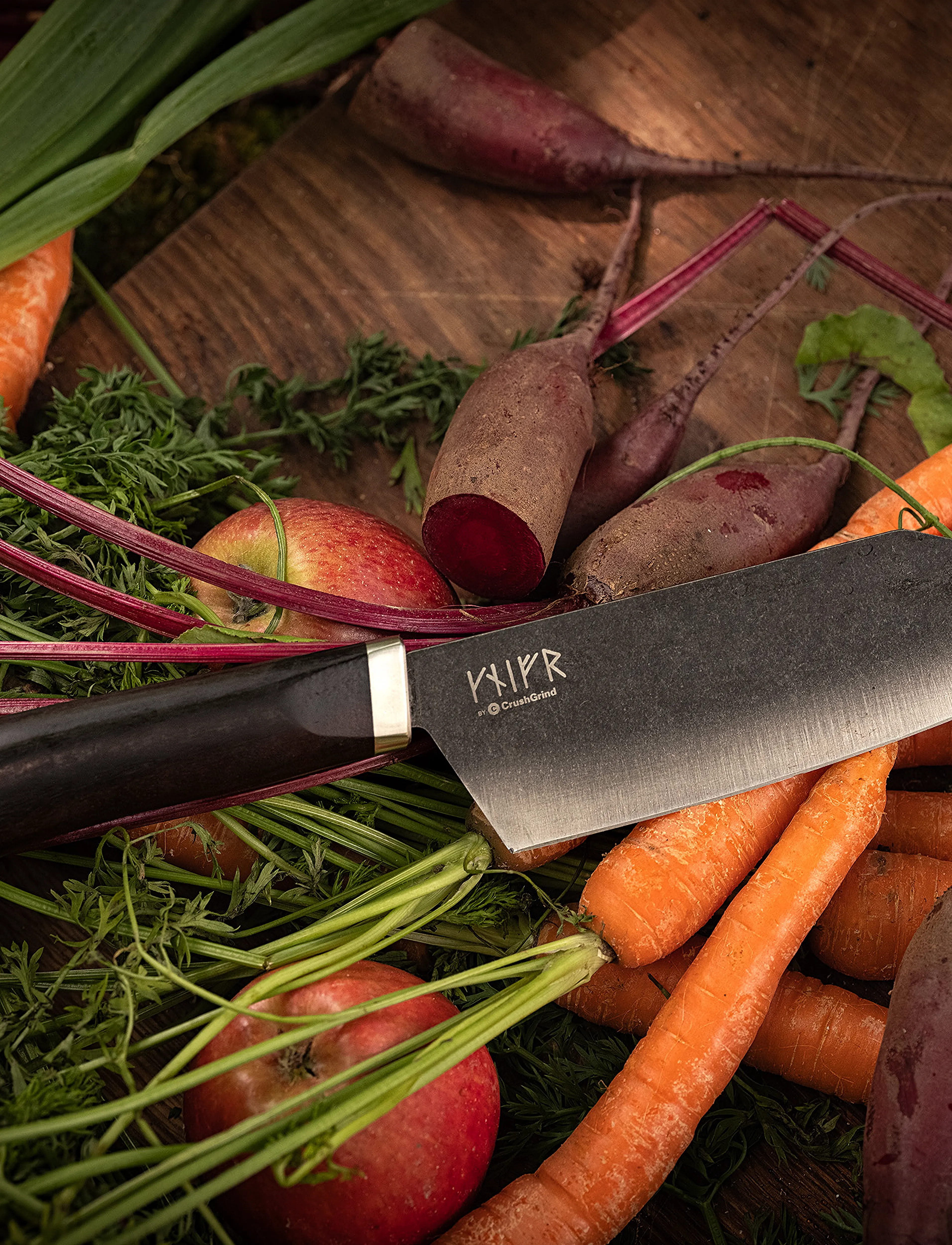 CrushGrind Viking Shield Maidens Utillity Kniv, L:18 cm, Knives & Accessories, Braun - Chef Knives, Homeware