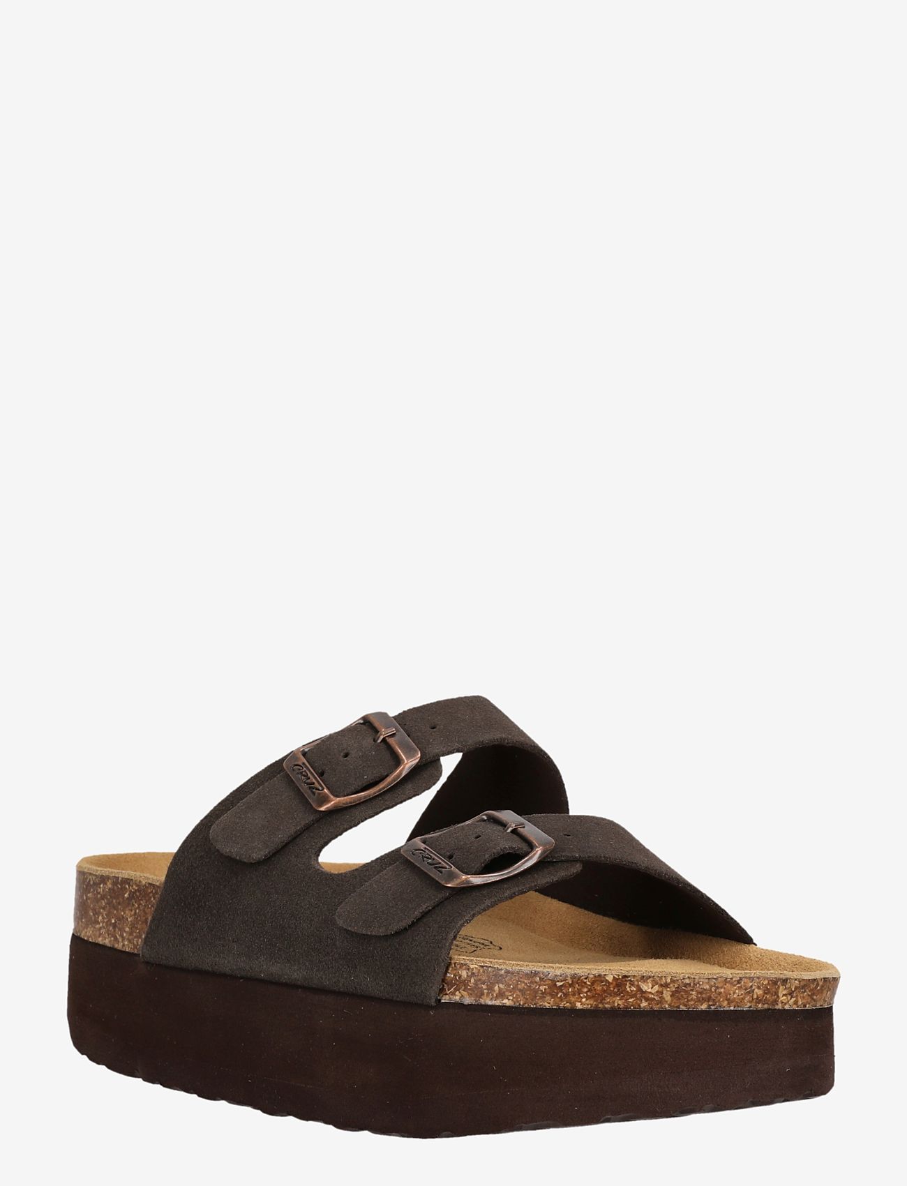 Cruz - Gaze W Leather Chunky Cork Sandal - sandaler & tøfler - chocolate brown - 0