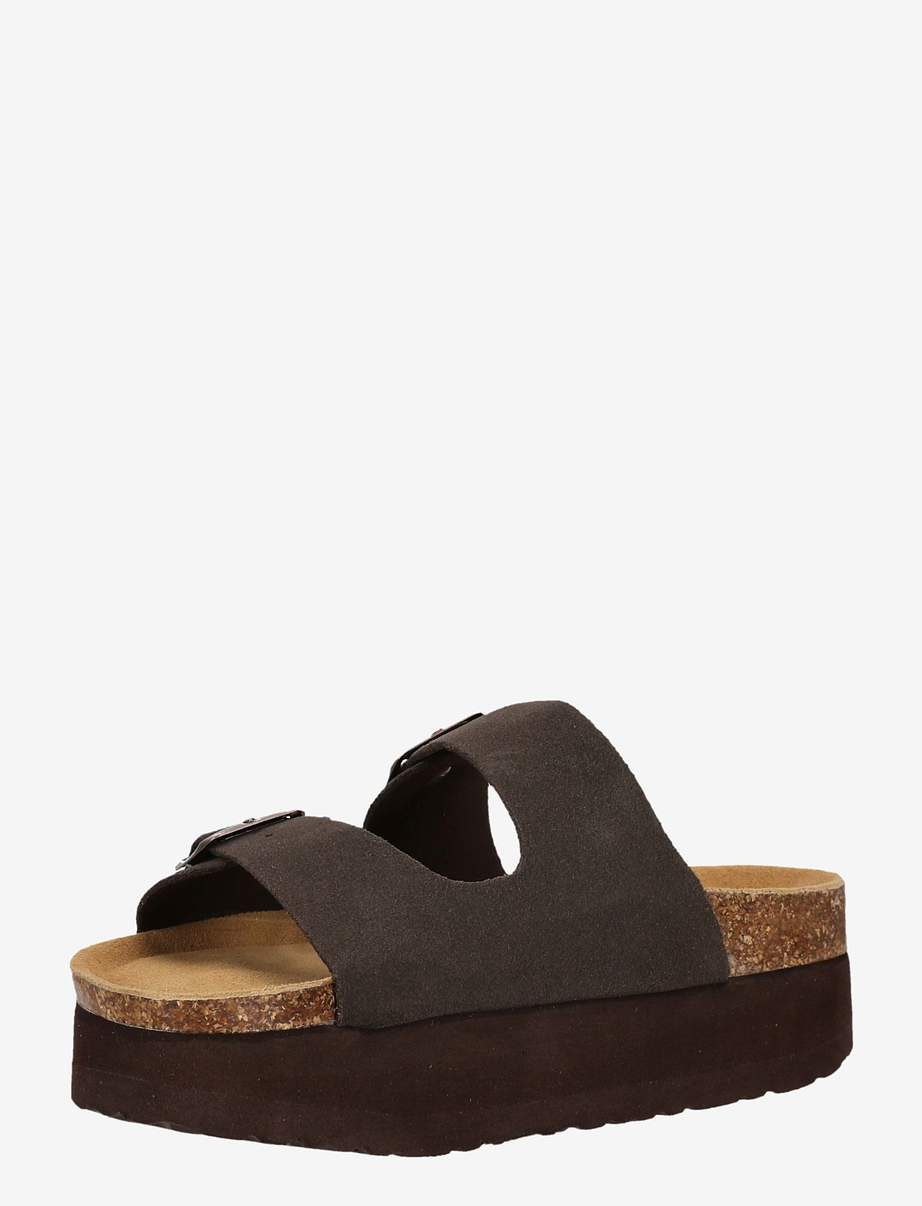 Cruz - Gaze W Leather Chunky Cork Sandal - sandaler & tøfler - chocolate brown - 3