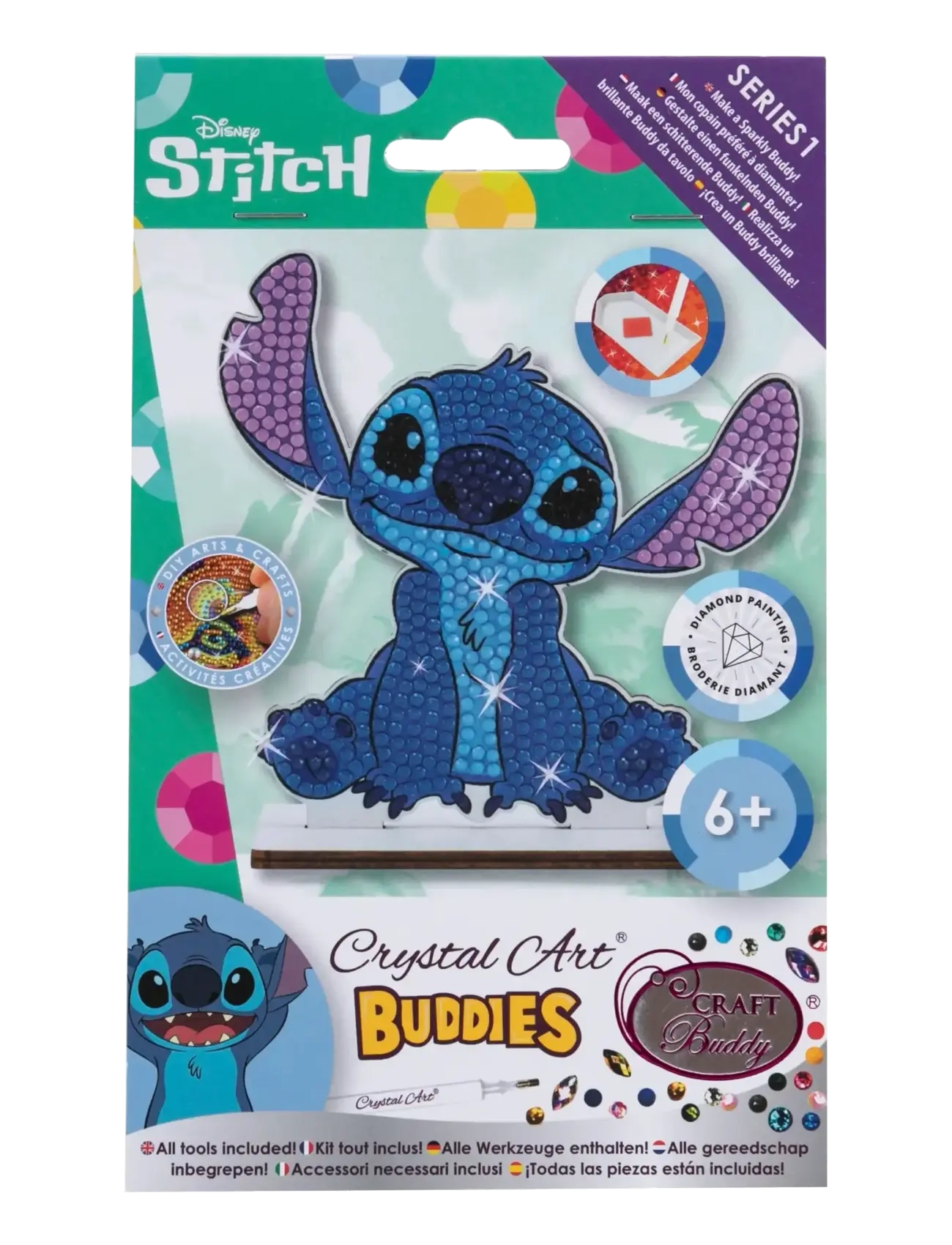 Crystal Art - Stitch, Crystal Art Buddies - pysselset - blue - 2