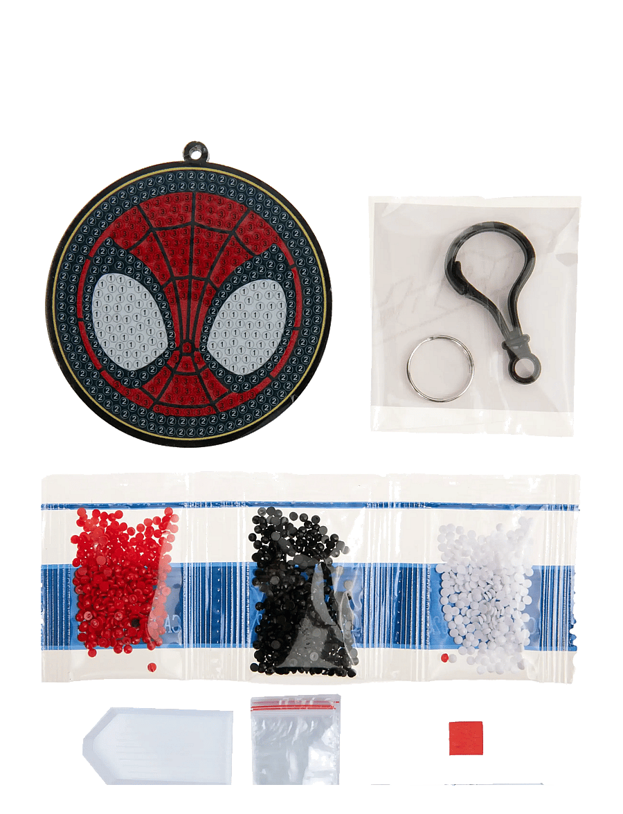 Crystal Art - Spider-Man, Crystal Art Bag Charms - askartelusetit - red - 2