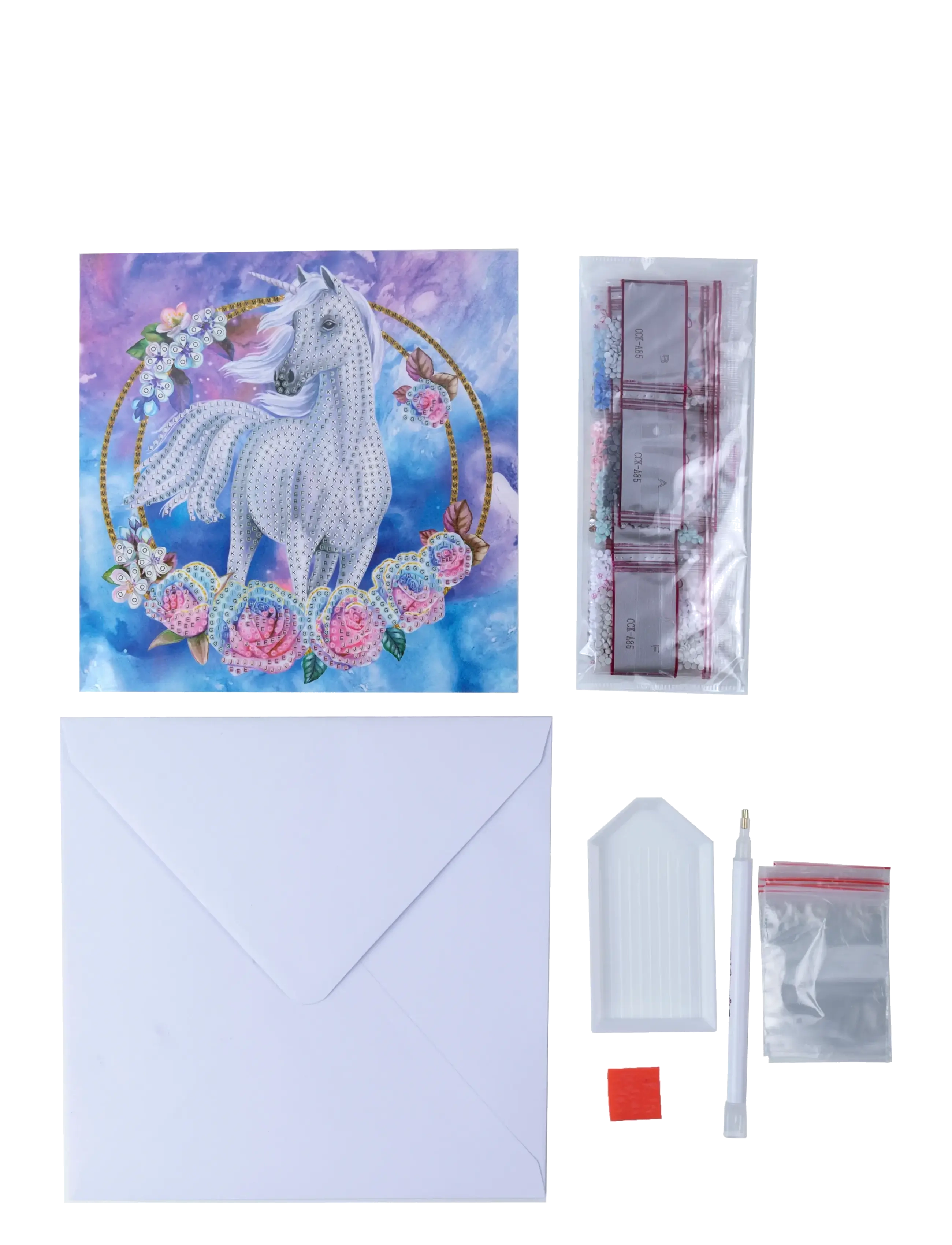 Crystal Art - Unicorn Garland, Crystal Art Card Kit - kreasæt - white - 1