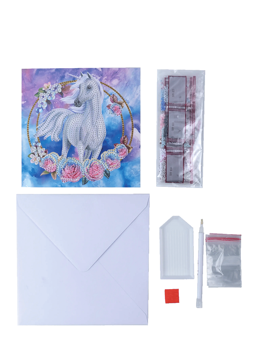 Crystal Art - Unicorn Garland, Crystal Art Card Kit - föndursett - white - 1