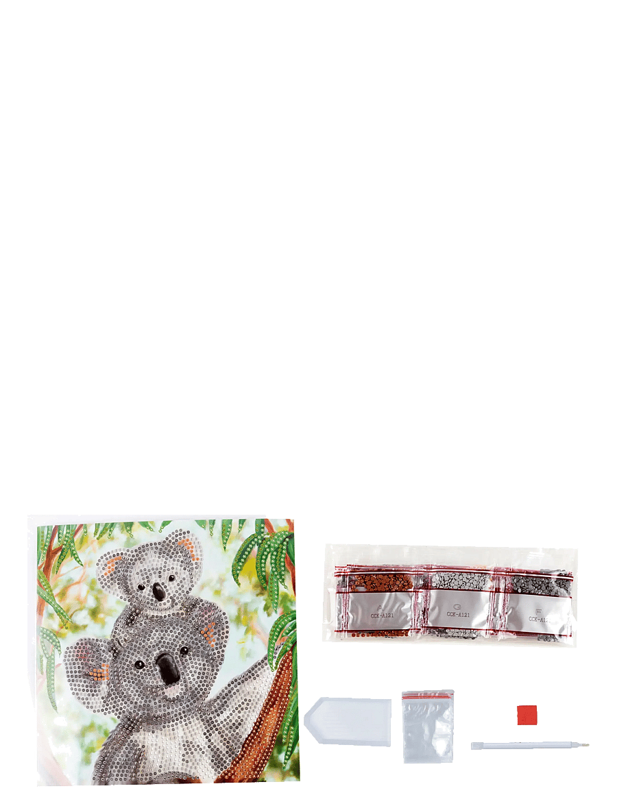 Crystal Art - Baby Koala, Crystal Art Card Kit - föndursett - grey - 1