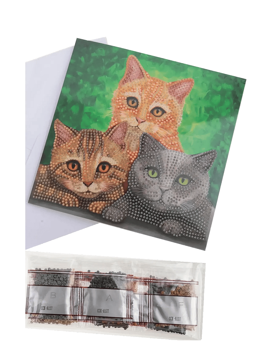 Crystal Art - Cat Portrait, Crystal Art Card Kit - föndursett - multi coloured - 1