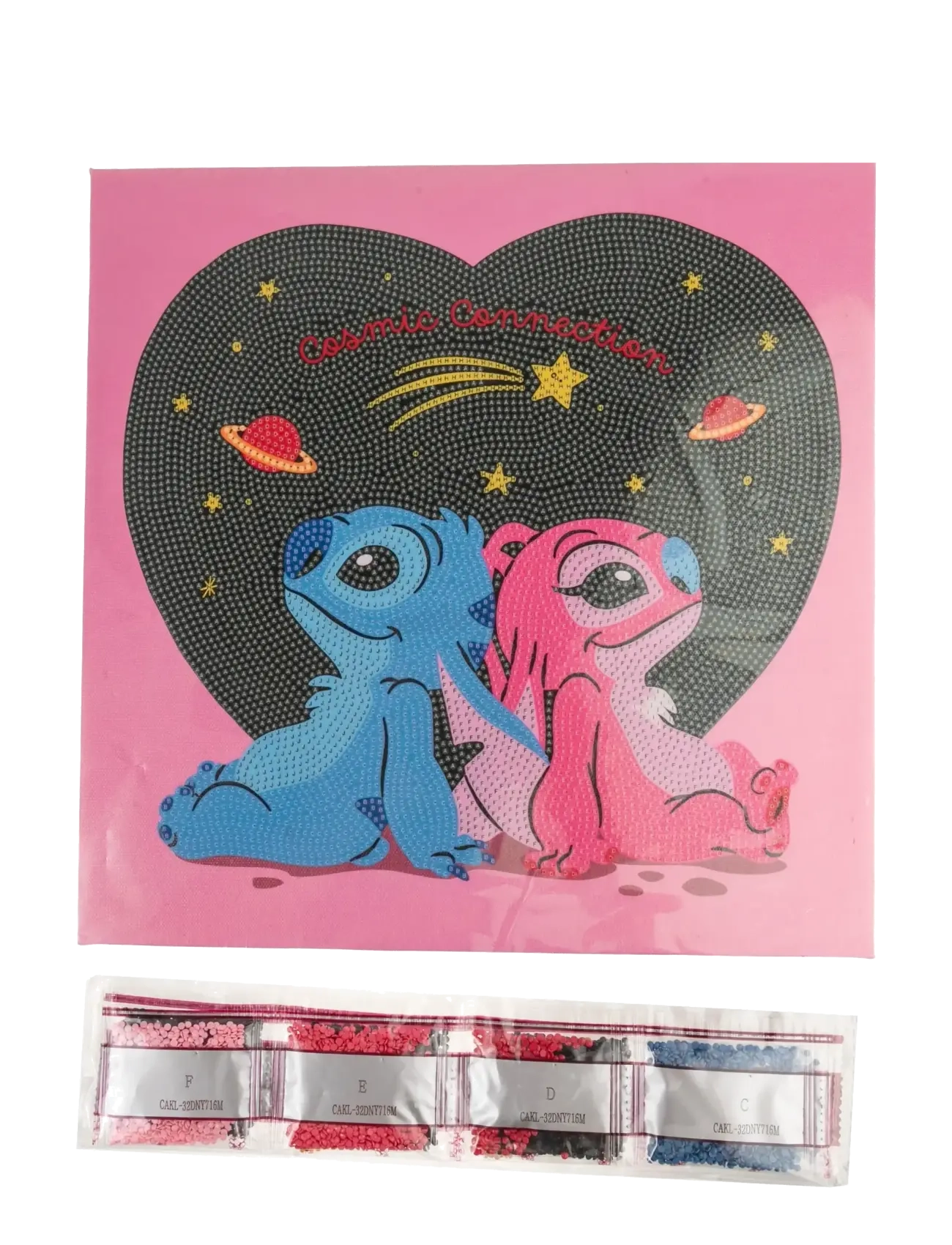Crystal Art - Stitch & Angel: Cosmic Connection, 30x30cm Crystal Art Kit - föndursett - multi coloured - 2