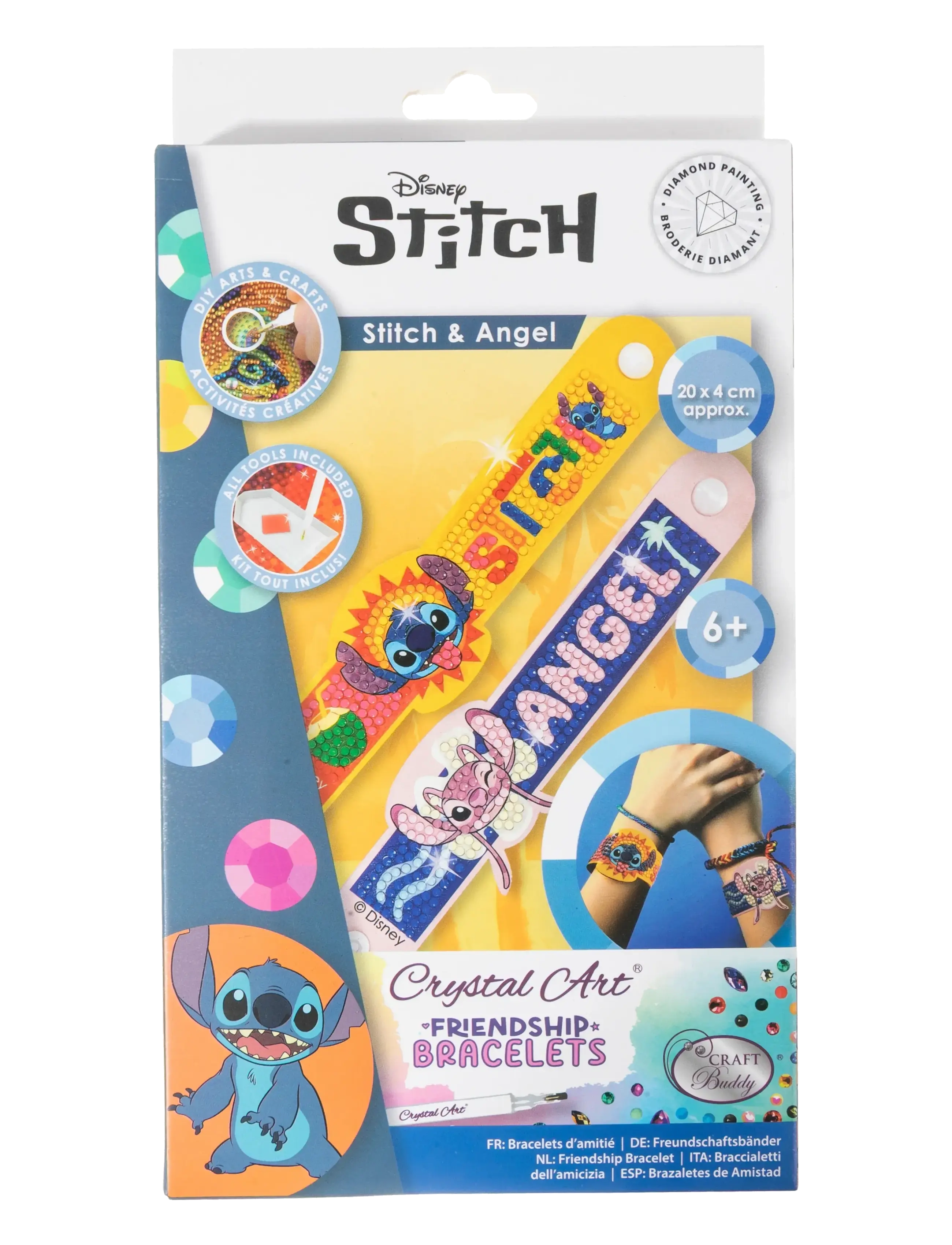 Crystal Art - Stitch & Angel, Crystal Art Friendship Bracelet - kreasæt - multi coloured - 2