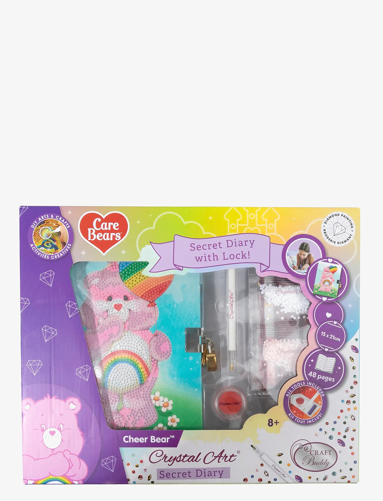 Crystal Art - Cheer Bear, Crystal Art Secret Diary - kreasæt - multi coloured - 3