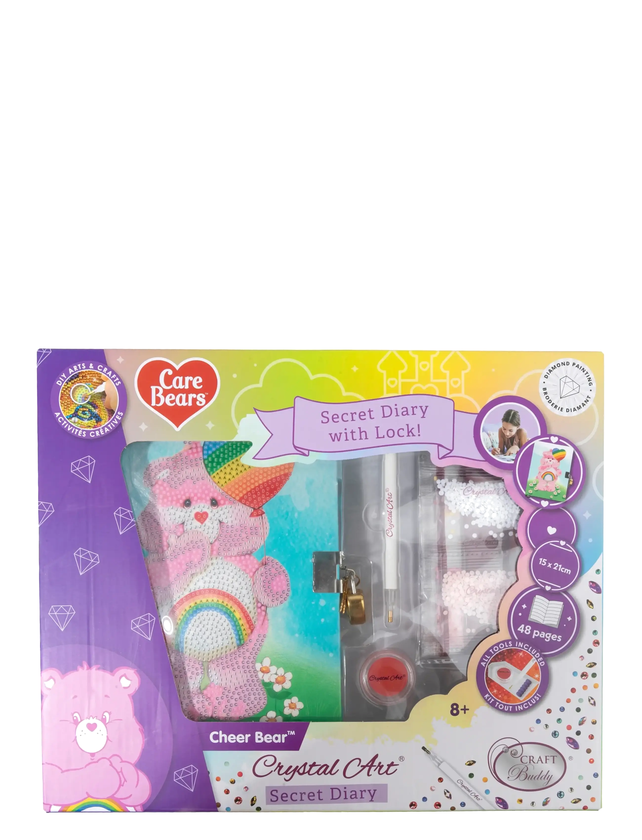 Crystal Art - Cheer Bear, Crystal Art Secret Diary - pysselset - multi coloured - 3