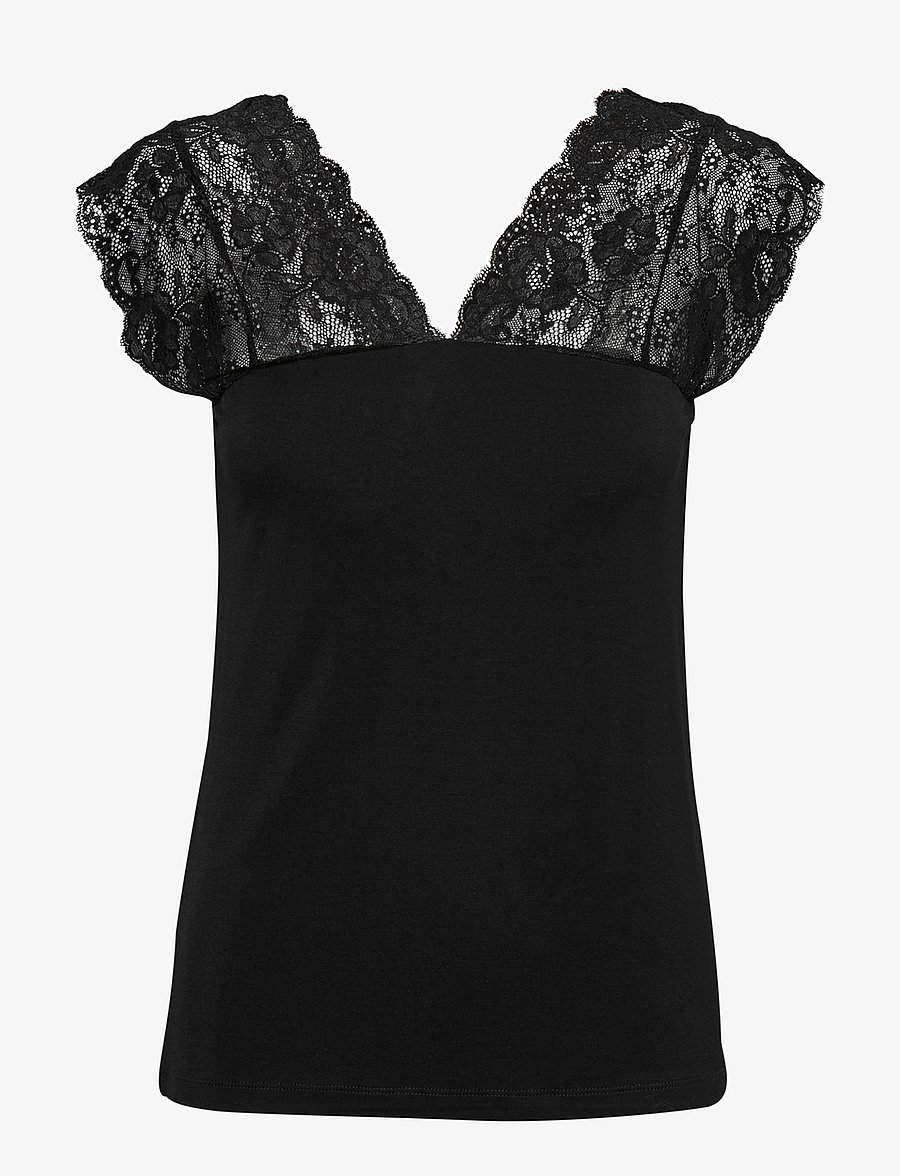 Culture - CUpoppy Lace Top - varrukateta topid - black - 1